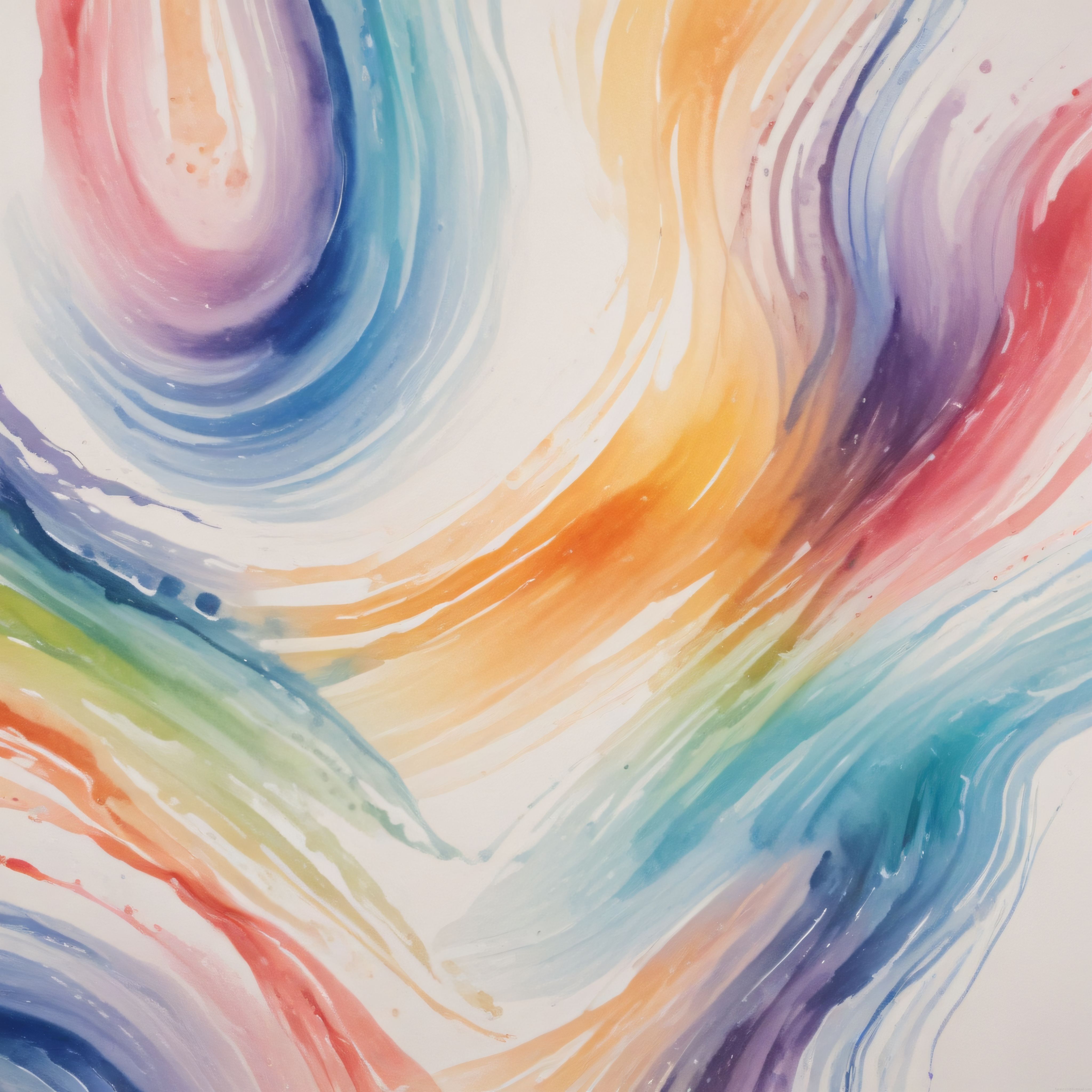 Kağıt Üzerinde Pastel Suluboya Gökkuşağı Renkleriyle Soyut Sanat Çalışması