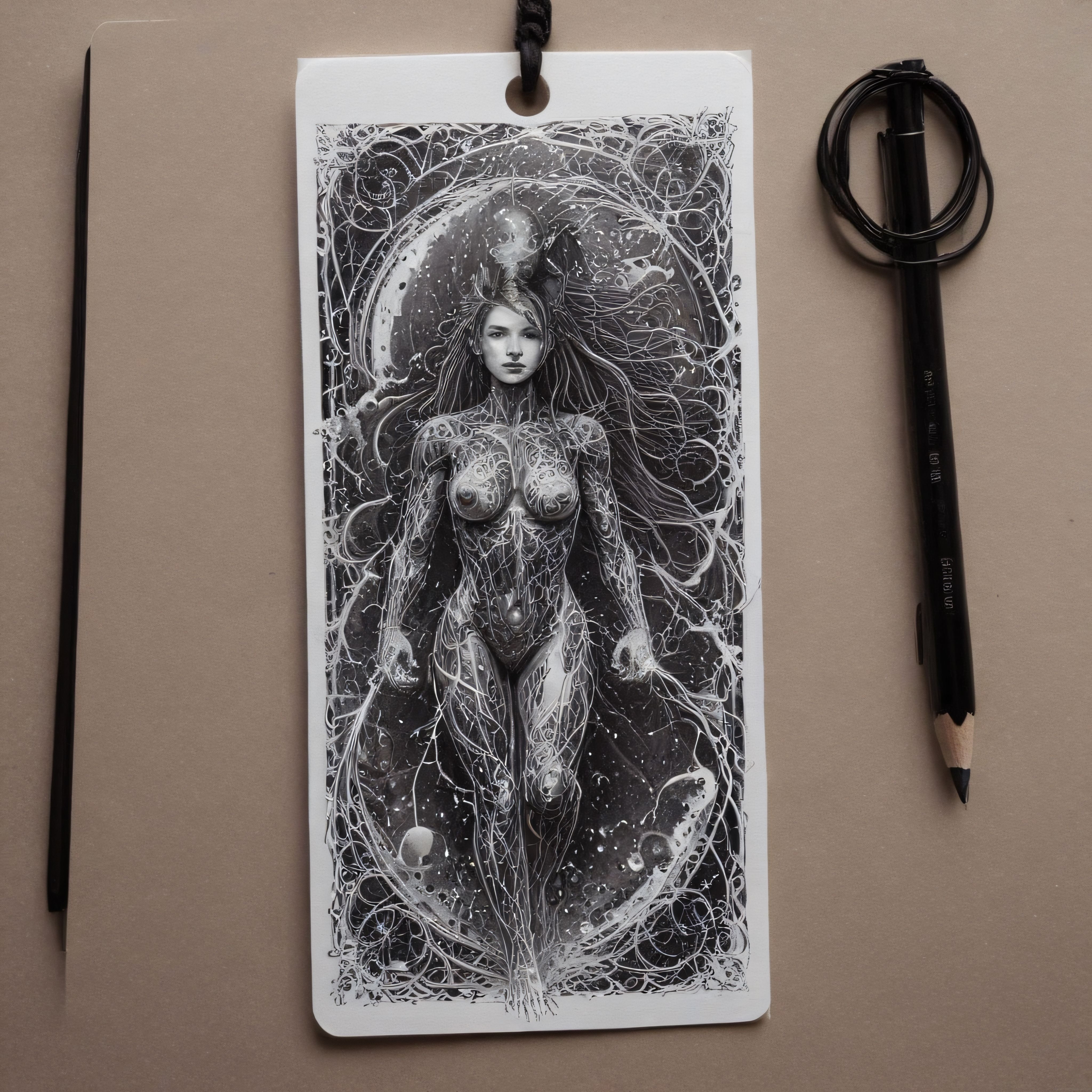Kâğıt Üzerinde Süreal Kadın Çizimi: Botanik Desenler ve Sanat Araçları