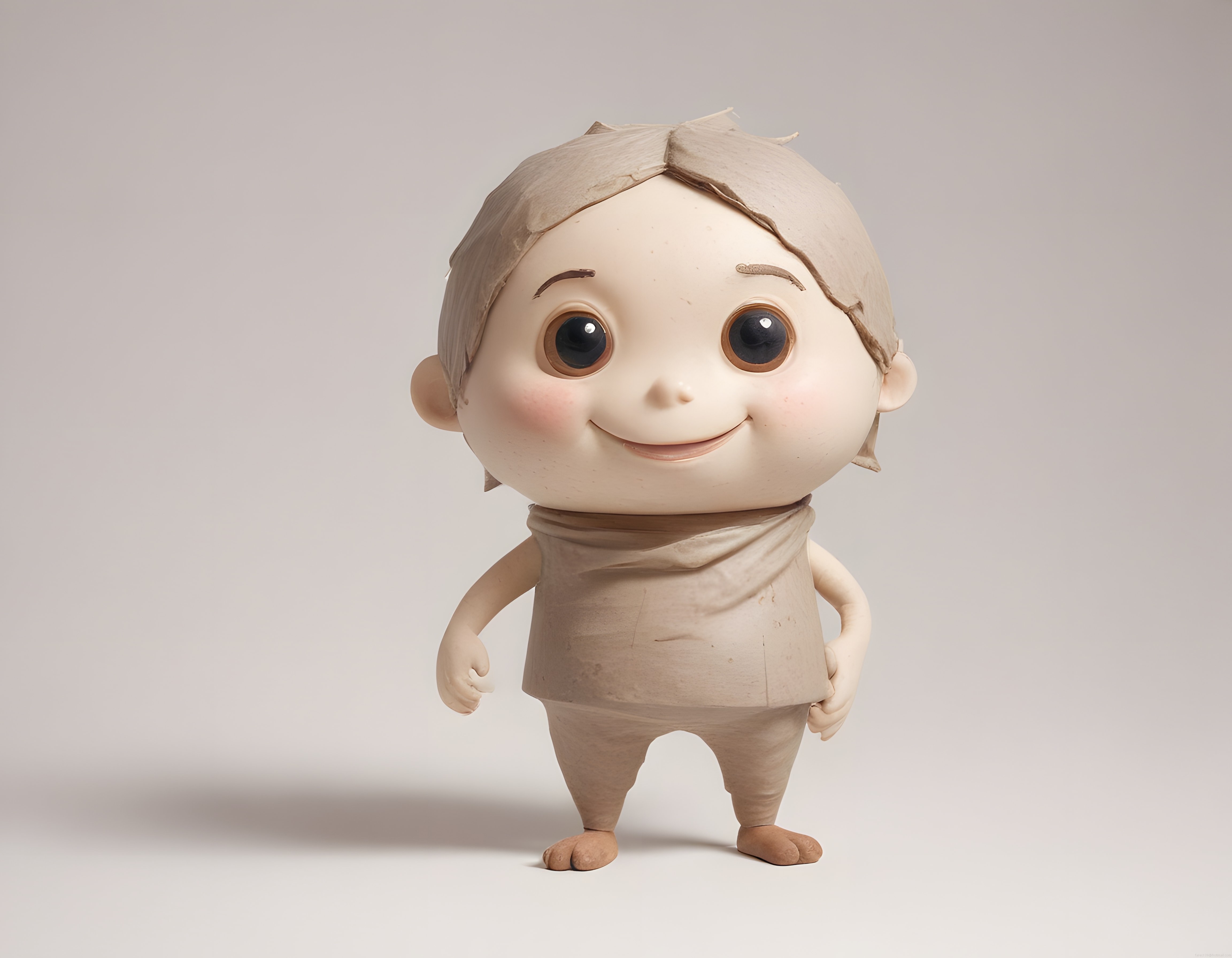 Kağıt ve Kil Dokulu Masum Çocuk Figürü ile Sevimli 3D Karakter Tasarımı
