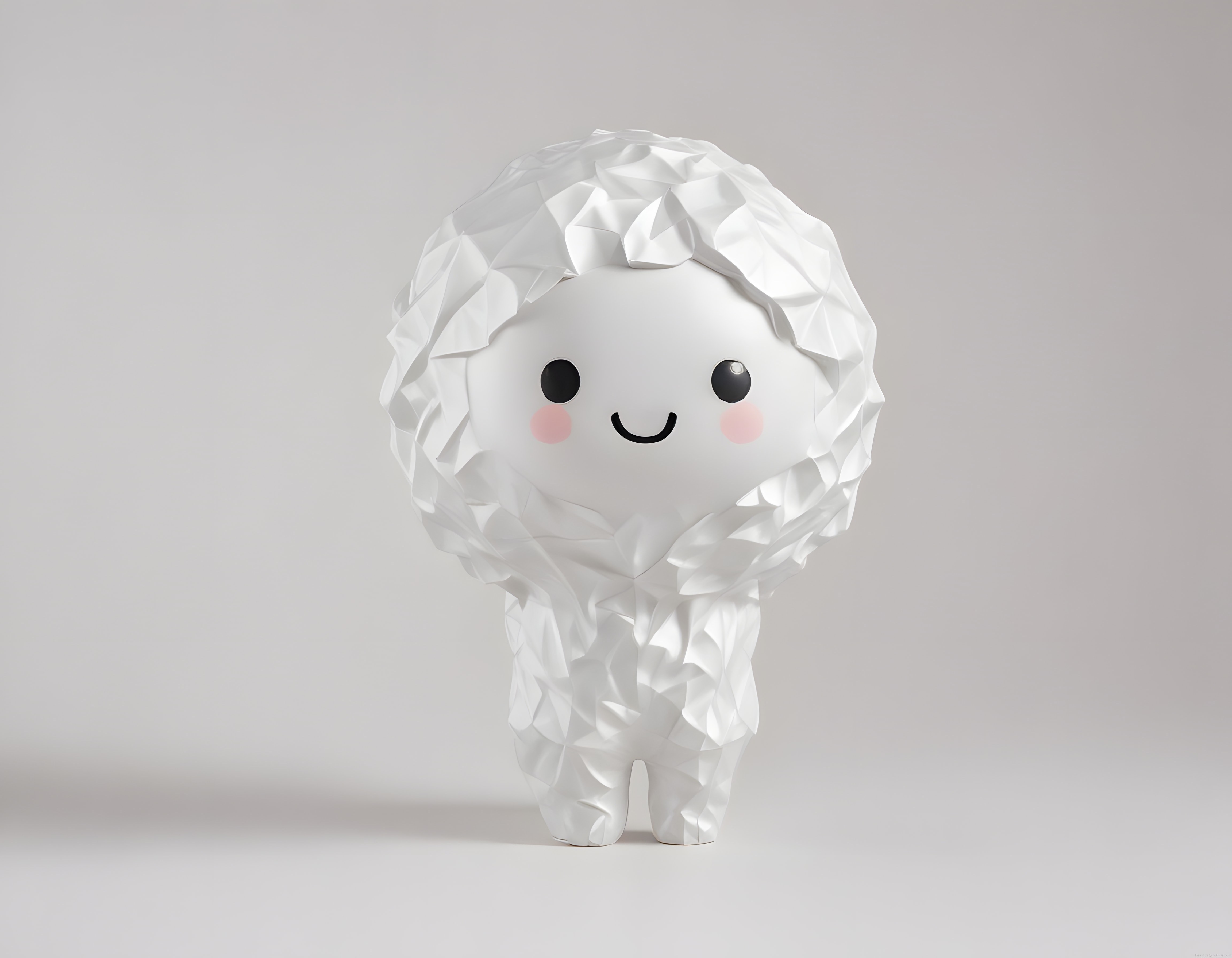 Kağıttan sevimli karakter tasarımı: kawaii tarzı beyaz 3d figür ve kağıt dokusu
