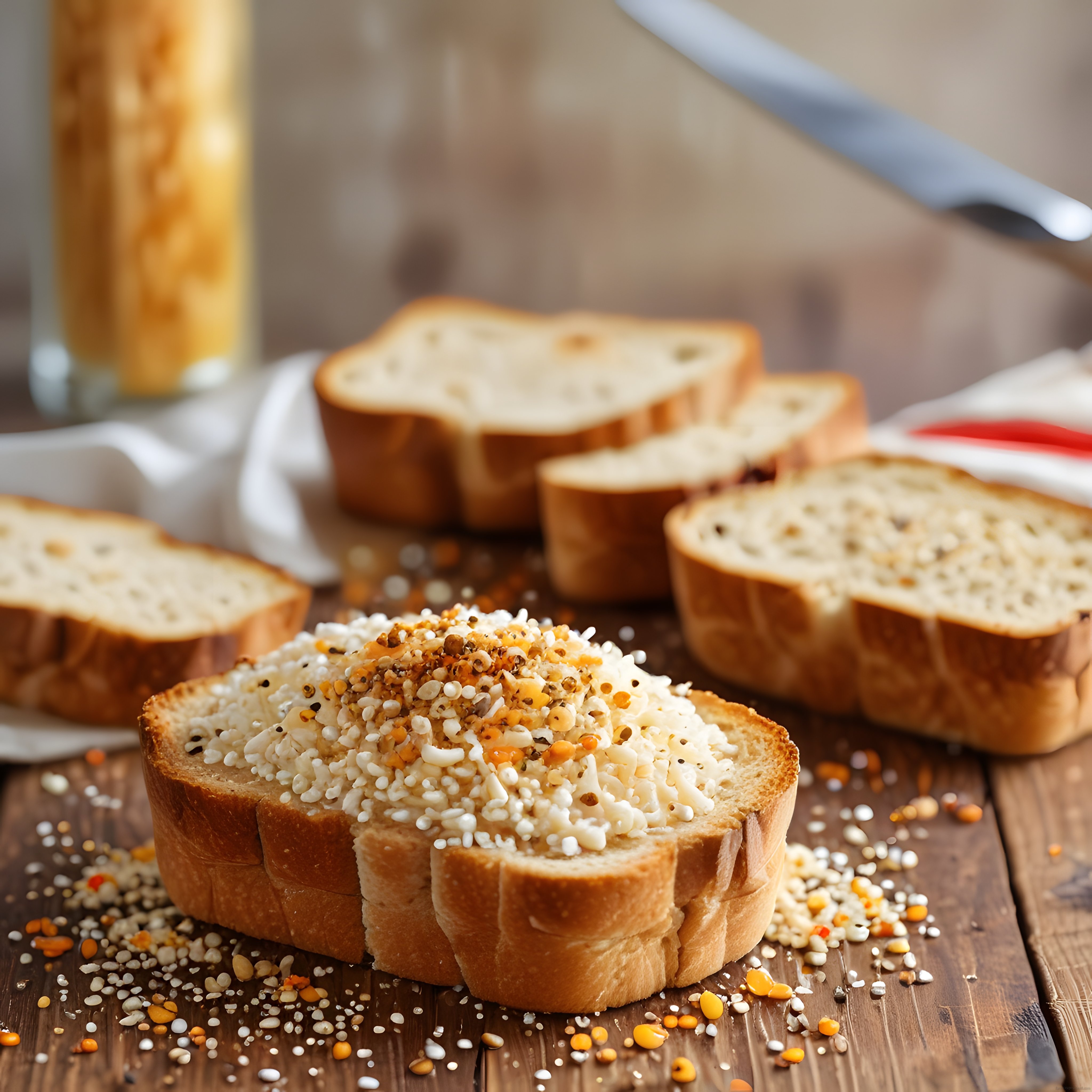 Kahvaltı Keyfi: Taze Dilimlenmiş Ekmek Üzerinde Baharatlı Peynir Sürme