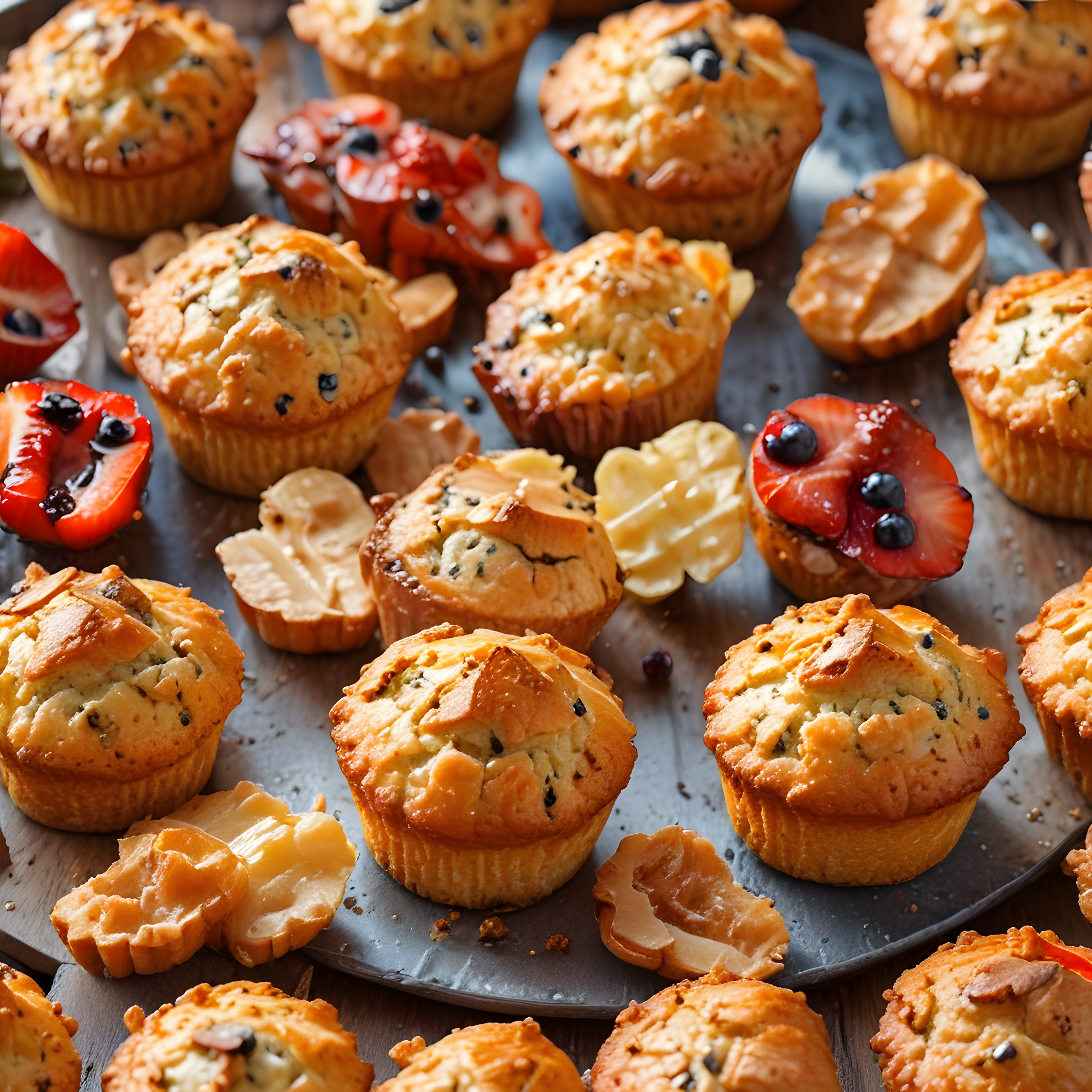 Kahvaltı Sofraları İçin Taptaze Peynirli Mini Muffin ve Turtalar
