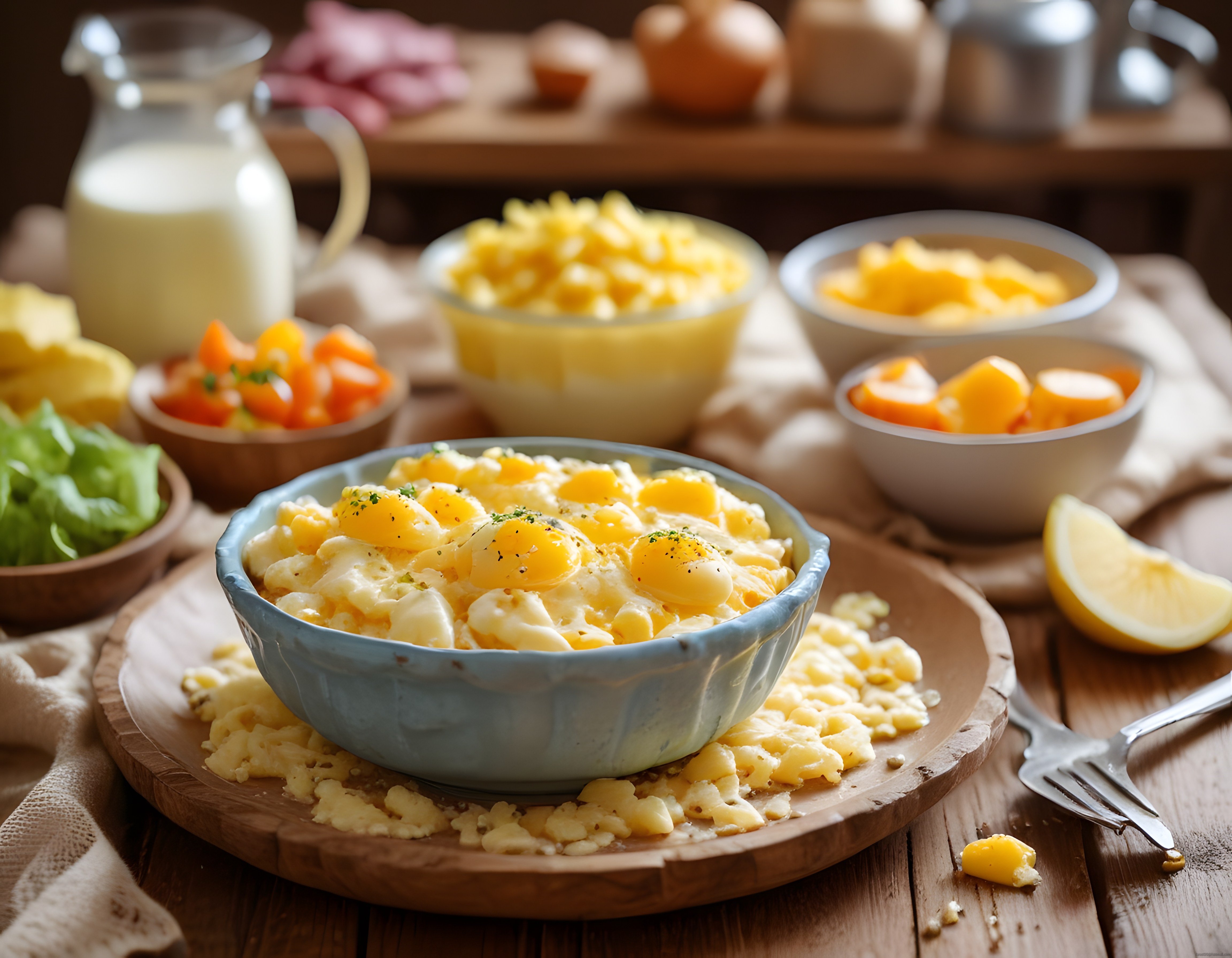 Kahvaltı Sofralarına Yakışacak Kremalı Yumurtalı Makarna ve Taze Sebzeler