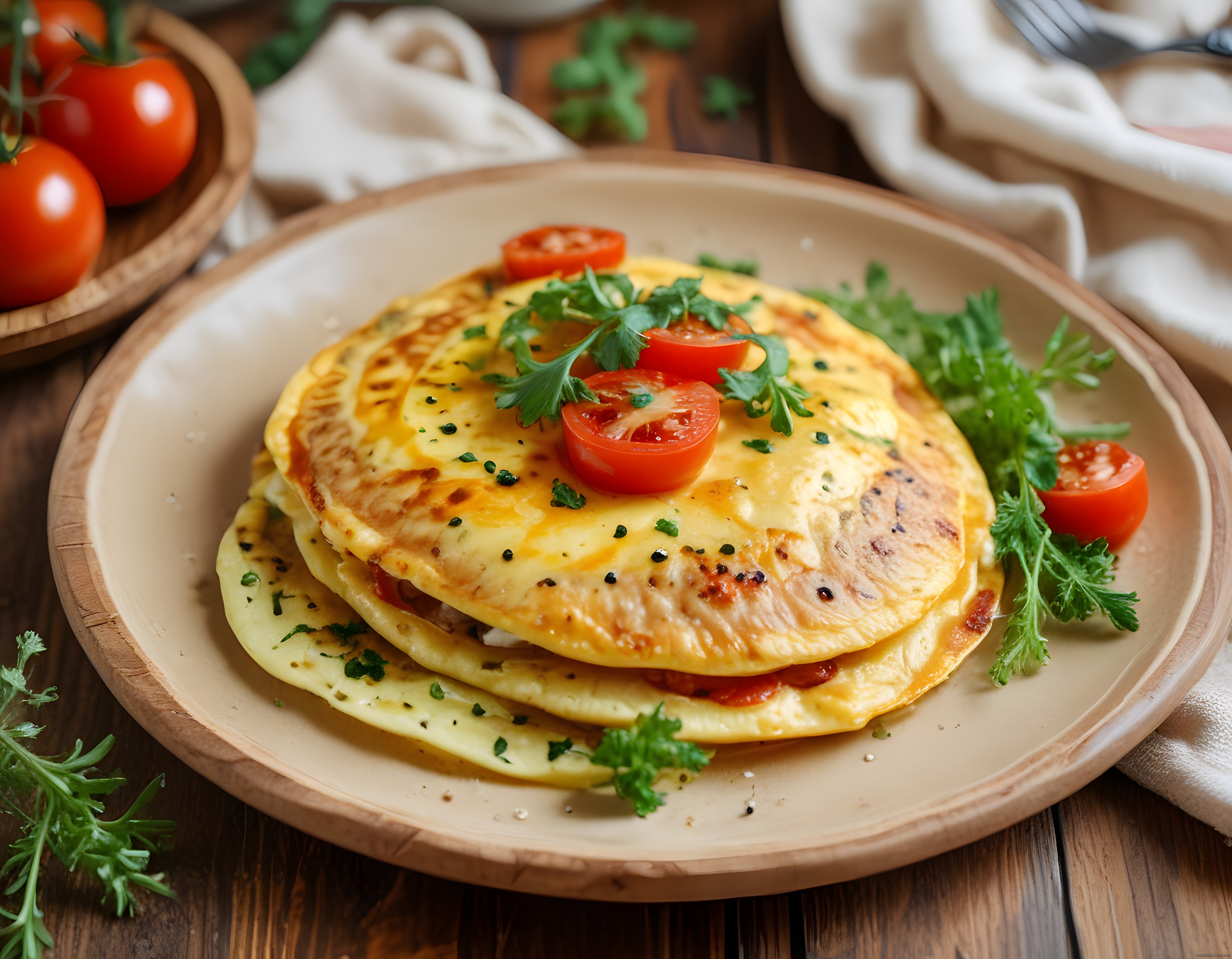 Kahvaltı Sofralarına Yakışan Taze Domatesli ve Yeşillikli Nefis Omlet Tarifi