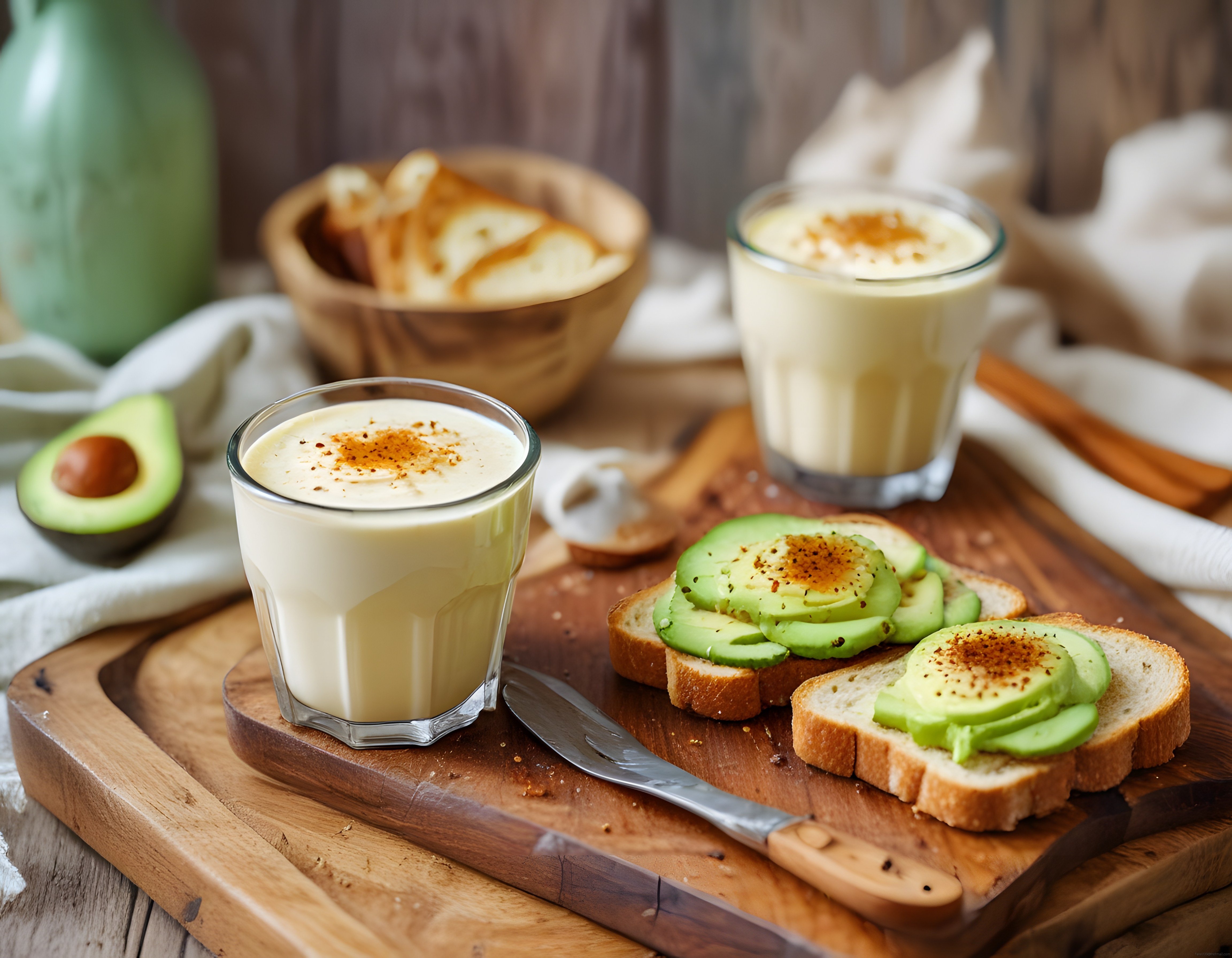 Kahvaltı Sofralarınız İçin Avokadolu Tost ve Kremalı Smoothie Sunumu