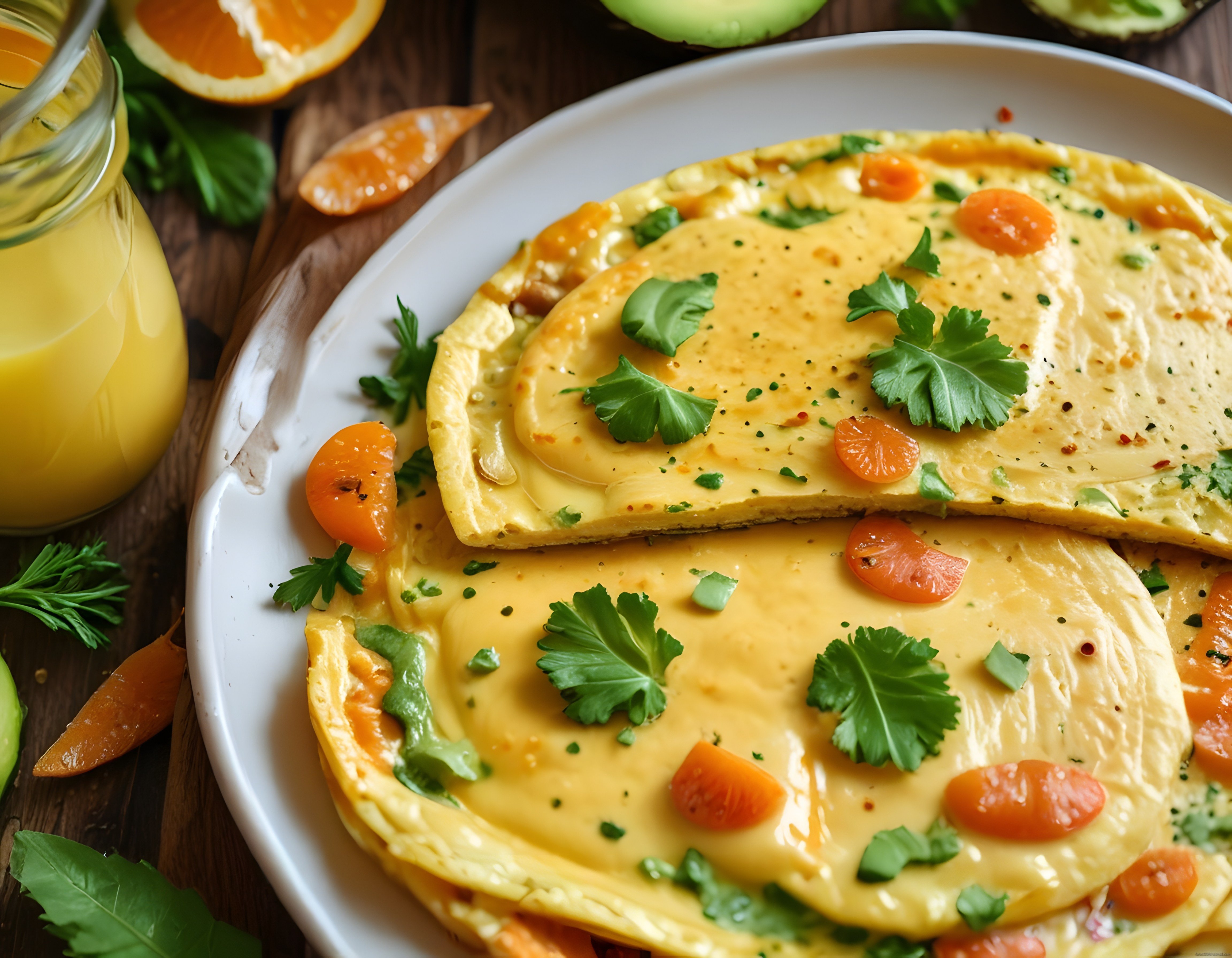 Kahvaltı Sofralarınıza Yakışacak Taze Sebzeli Omlet ve Portakal Suyu