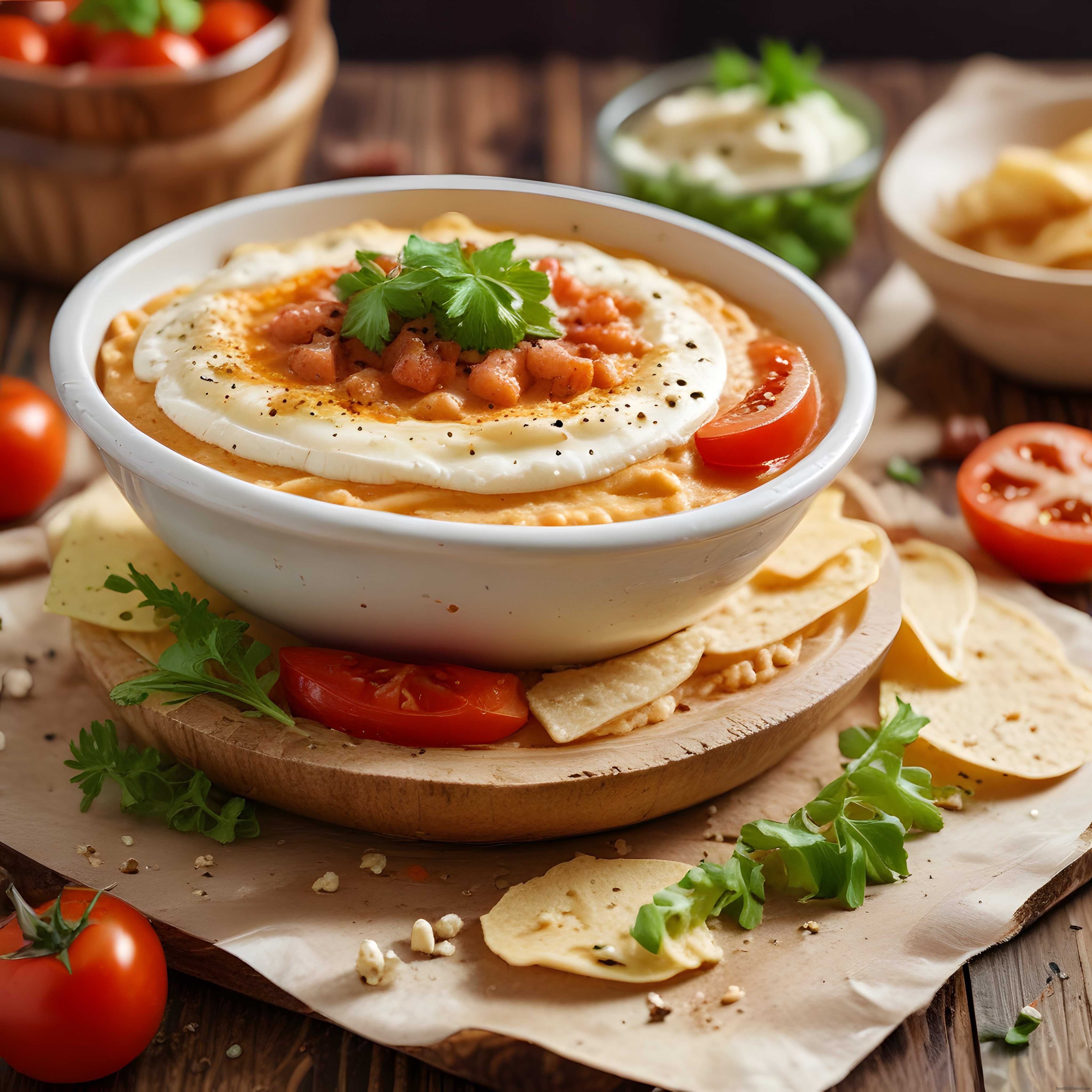 Kahvaltı Sofranız İçin Yumurtalı Humus Kasesi ve Taze Sebzelerle Brunch Sunumu