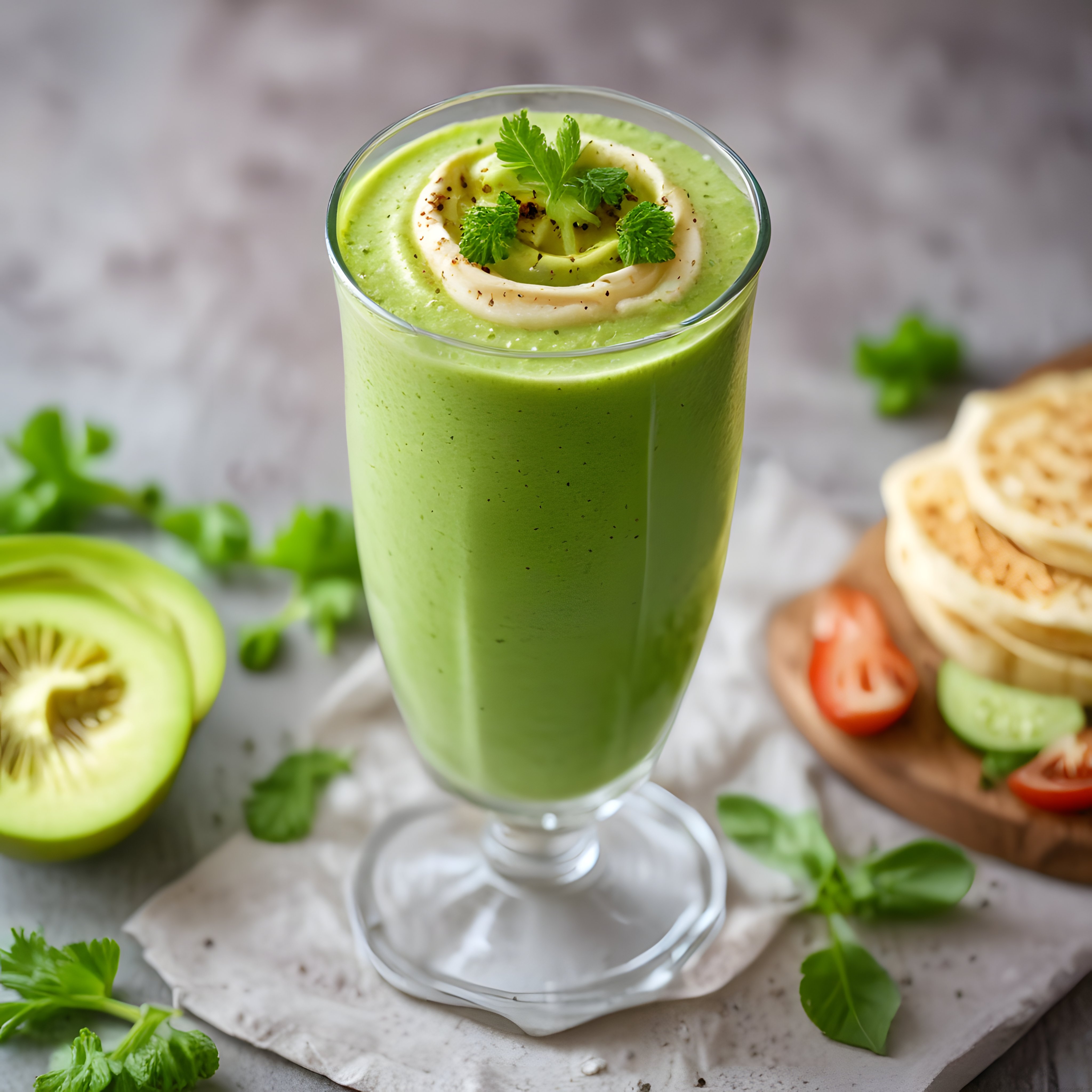 Kahvaltı Sofrasında Ev Yapımı Avokadolu Yeşil Detox Smoothie Tarifi