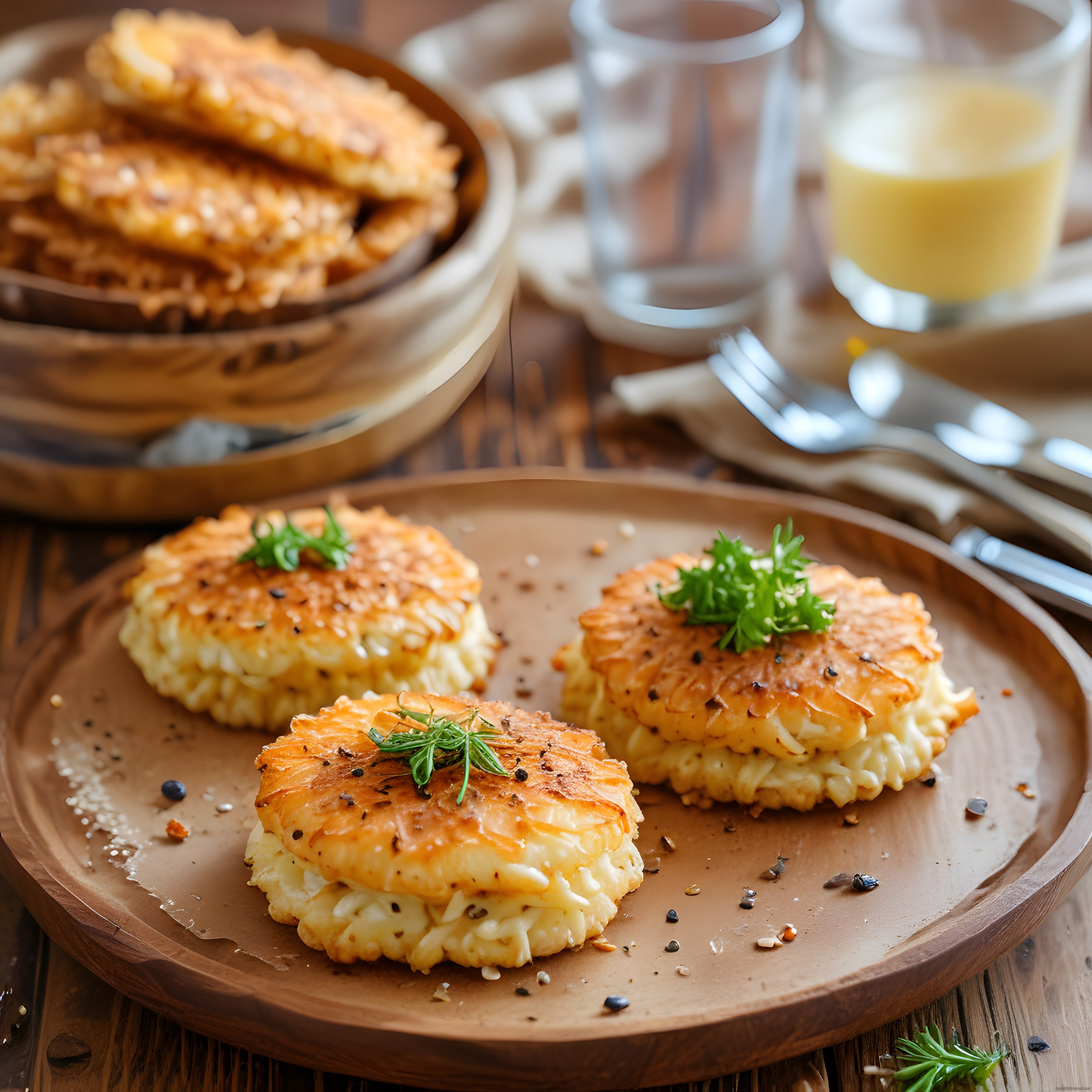 Kahvaltı Sofrasında Peynirli Rosti ve Taze Sıkılmış Portakal Suyu
