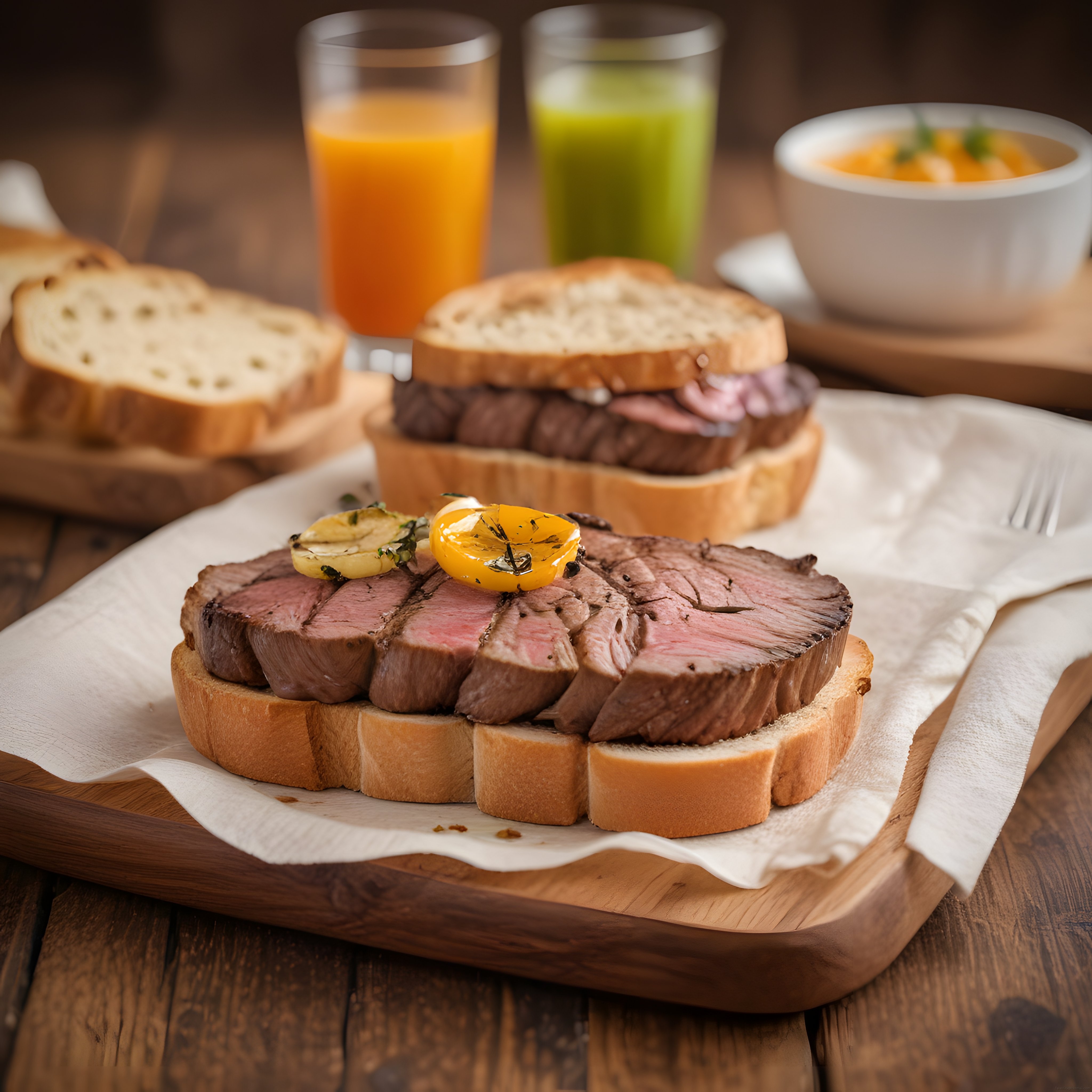 Kahvaltı Sofrasında Roast Beef Tost ve Taze Meyve Sularıyla Lezzet Şöleni