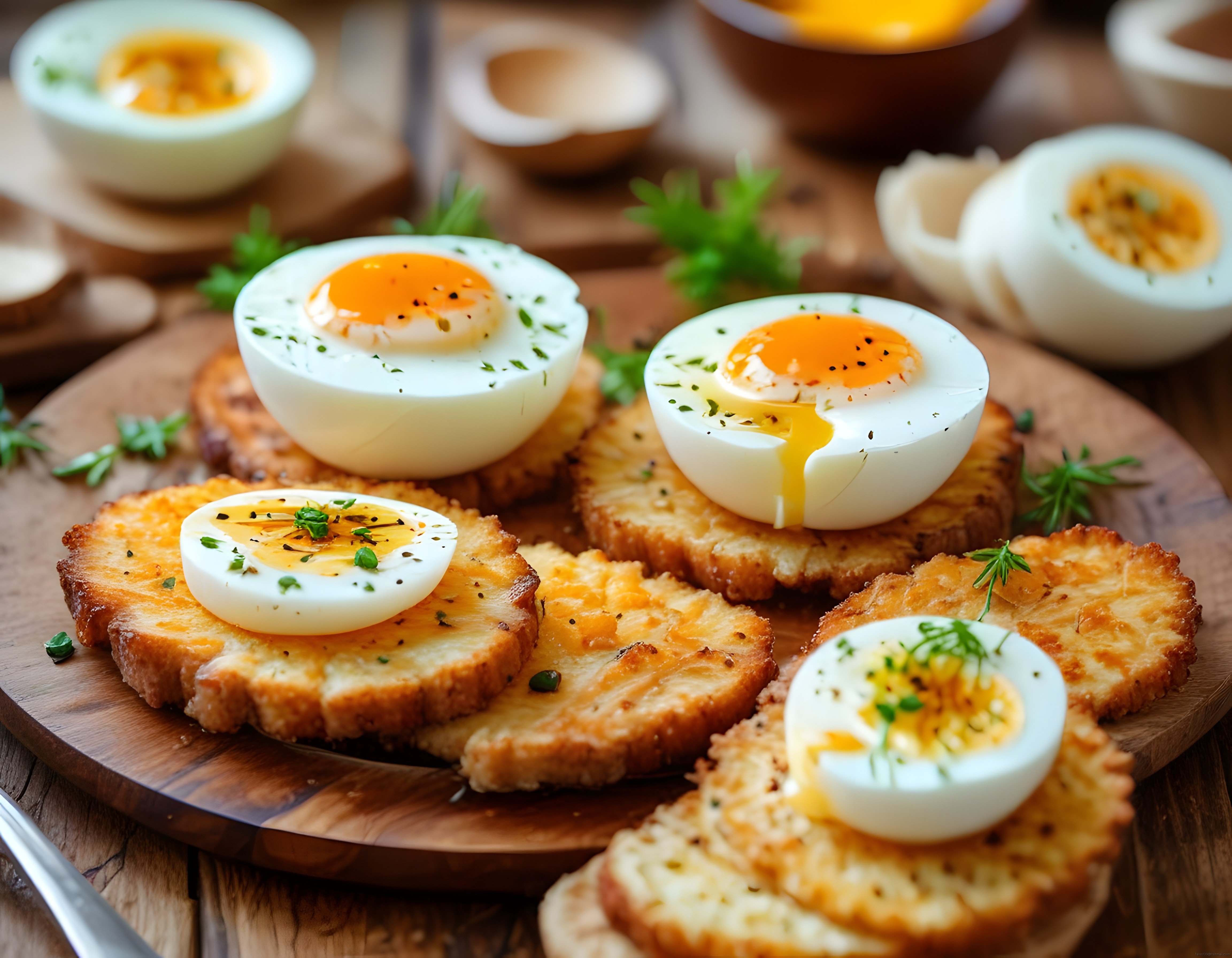 Kahvaltı Sofrasında Yumuşak Haşlanmış Yumurta ve Kızarmış Peynirli Ekmek