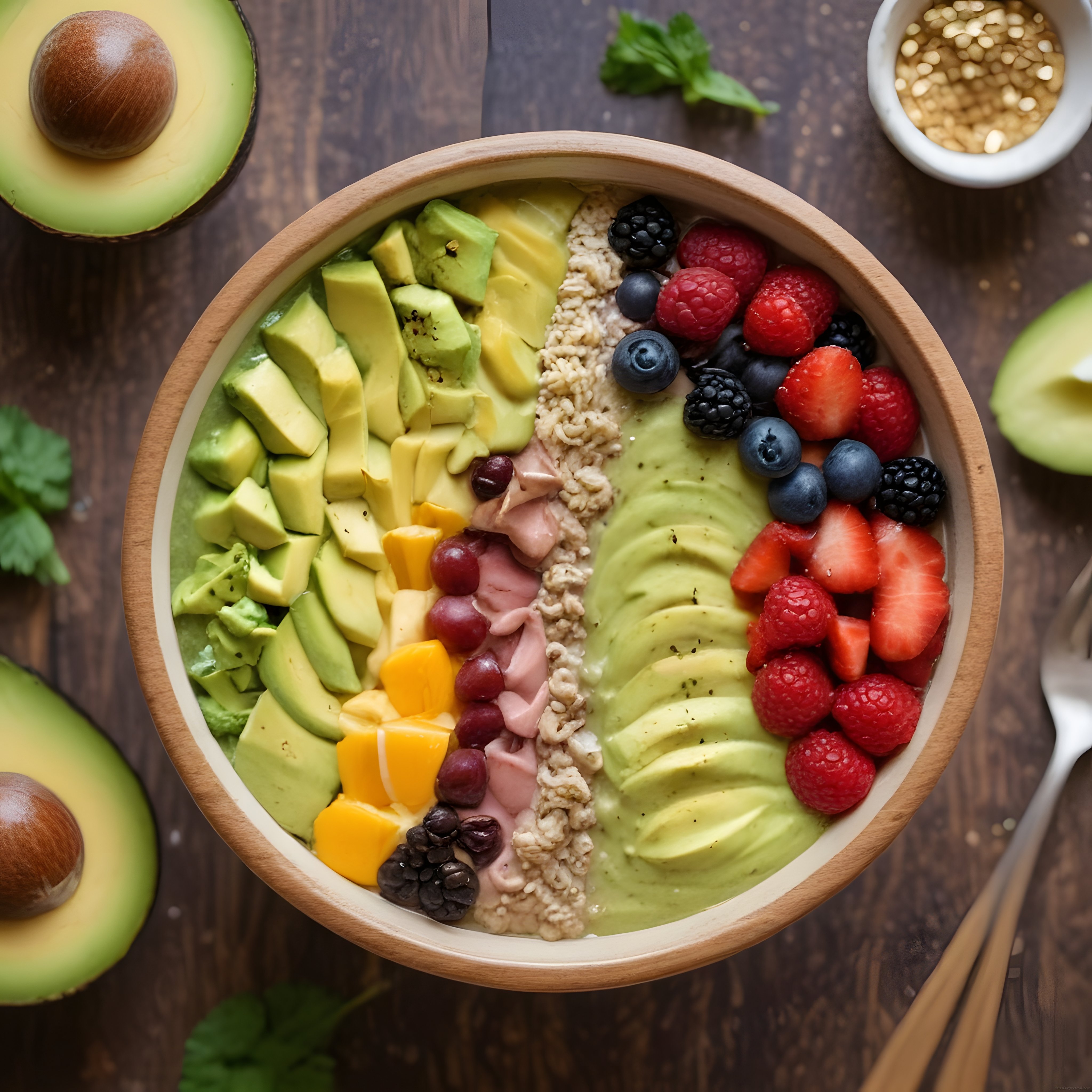 Kahvaltılık Avokadolu Yulaflı ve Çilekli Sağlıklı Smoothie Kasesi Tarifi