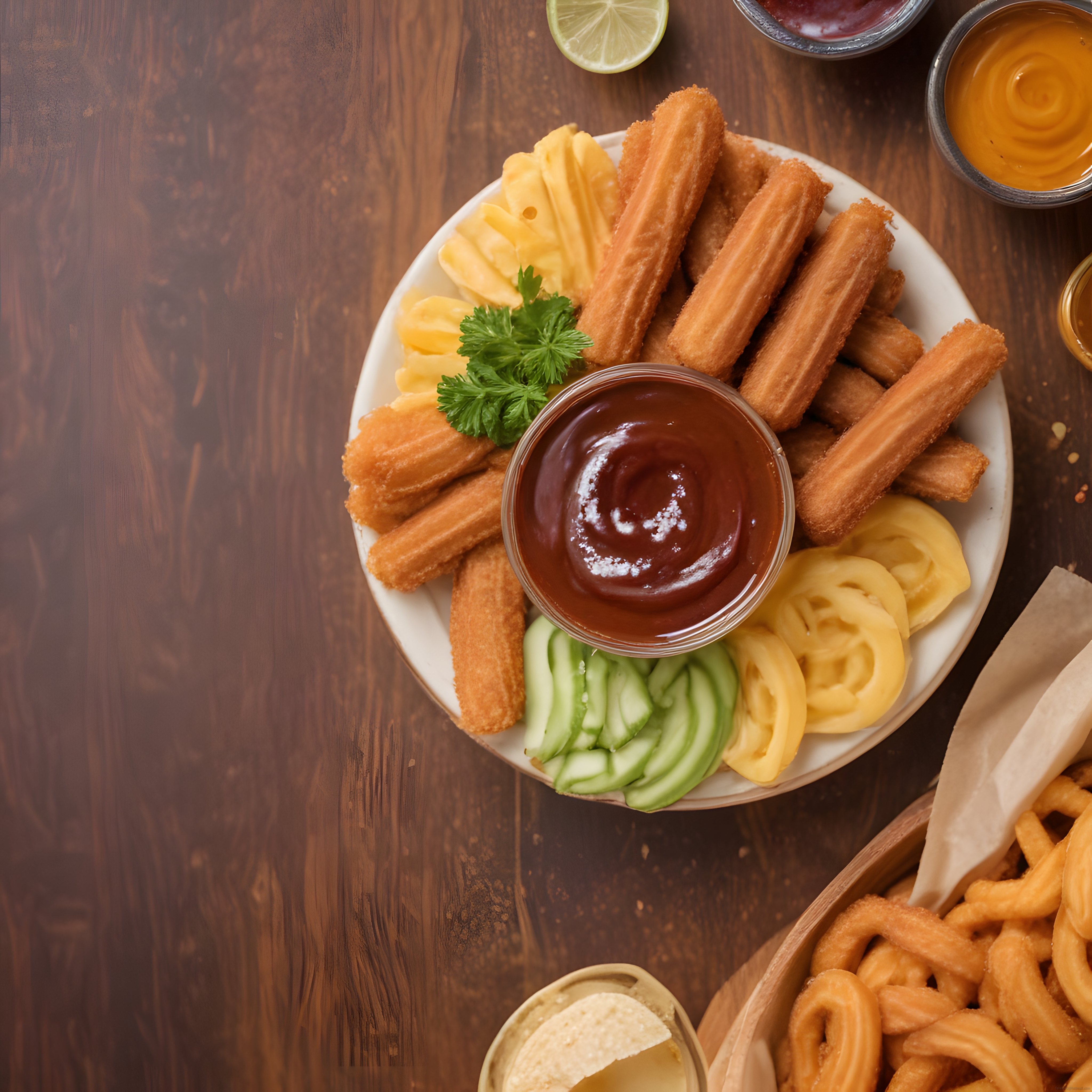 Kahvaltılık Churros Tabağı: Taze Sebzeler ve Ev Yapımı Soslarla Eşsiz Sunum