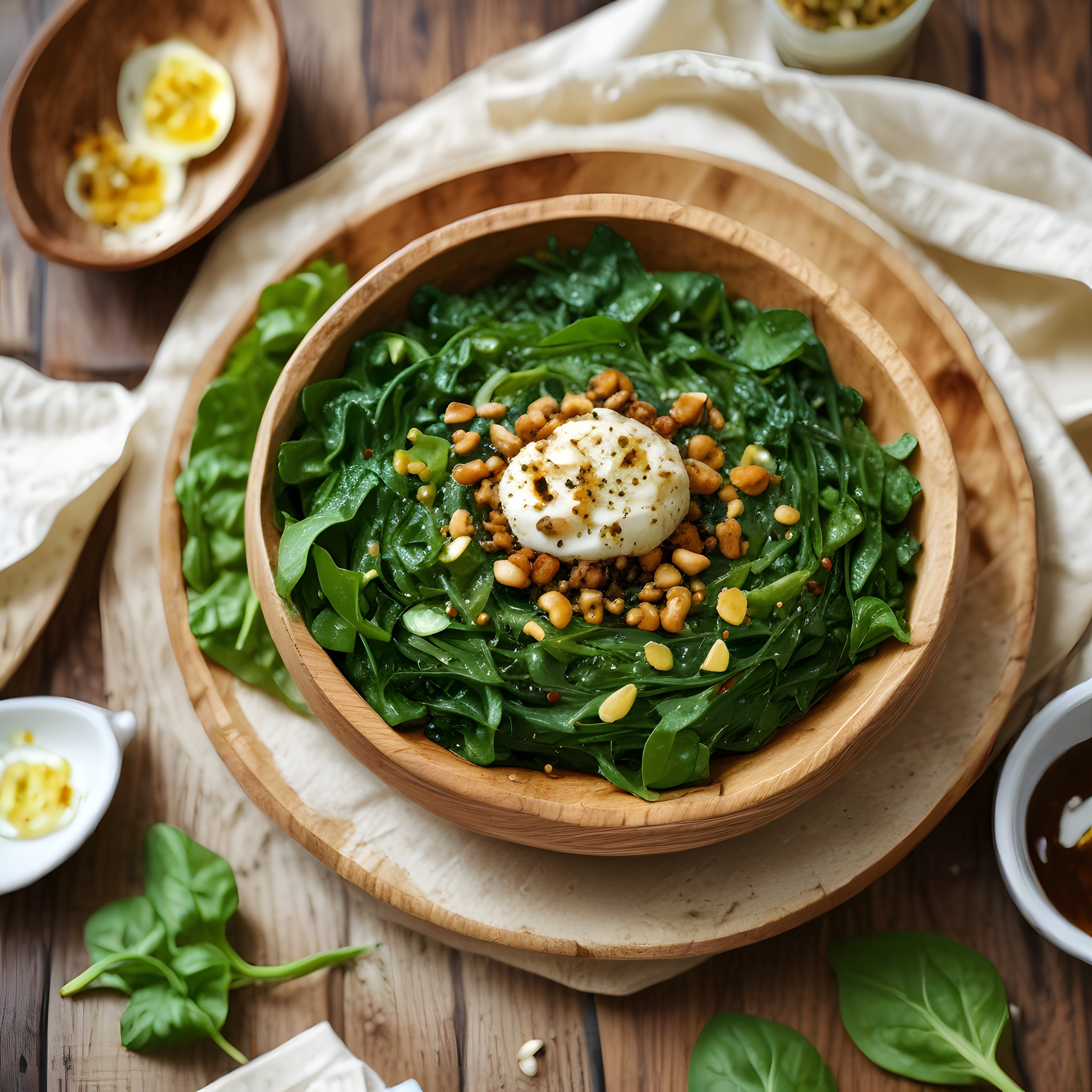 Kahvaltılık Ispanak Yatağında Poşe Yumurta ve Cevizli Salata Tarifi