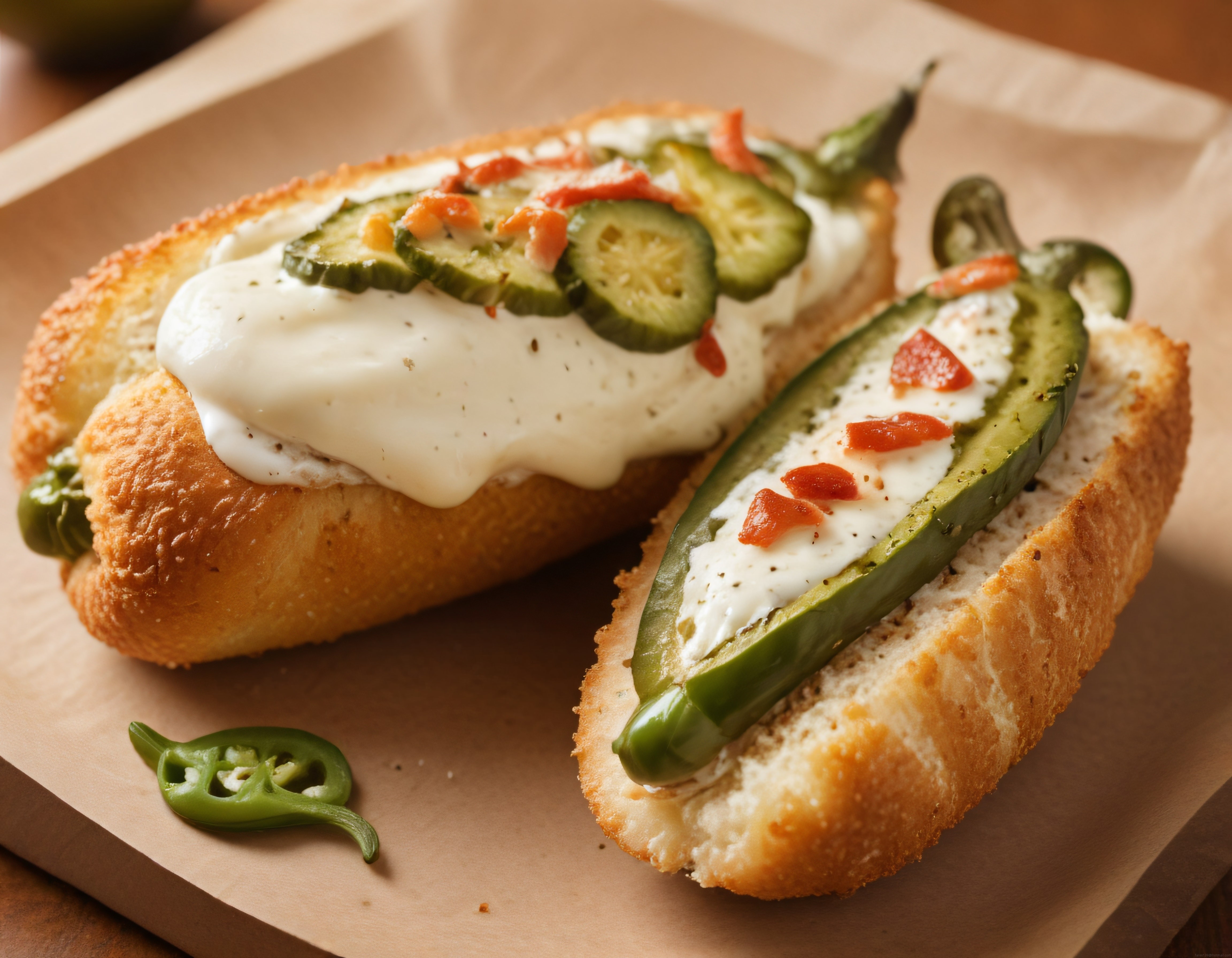 Kahvaltılık Kızarmış Tost Üzerinde Krem Peynirli Salatalık ve Biber