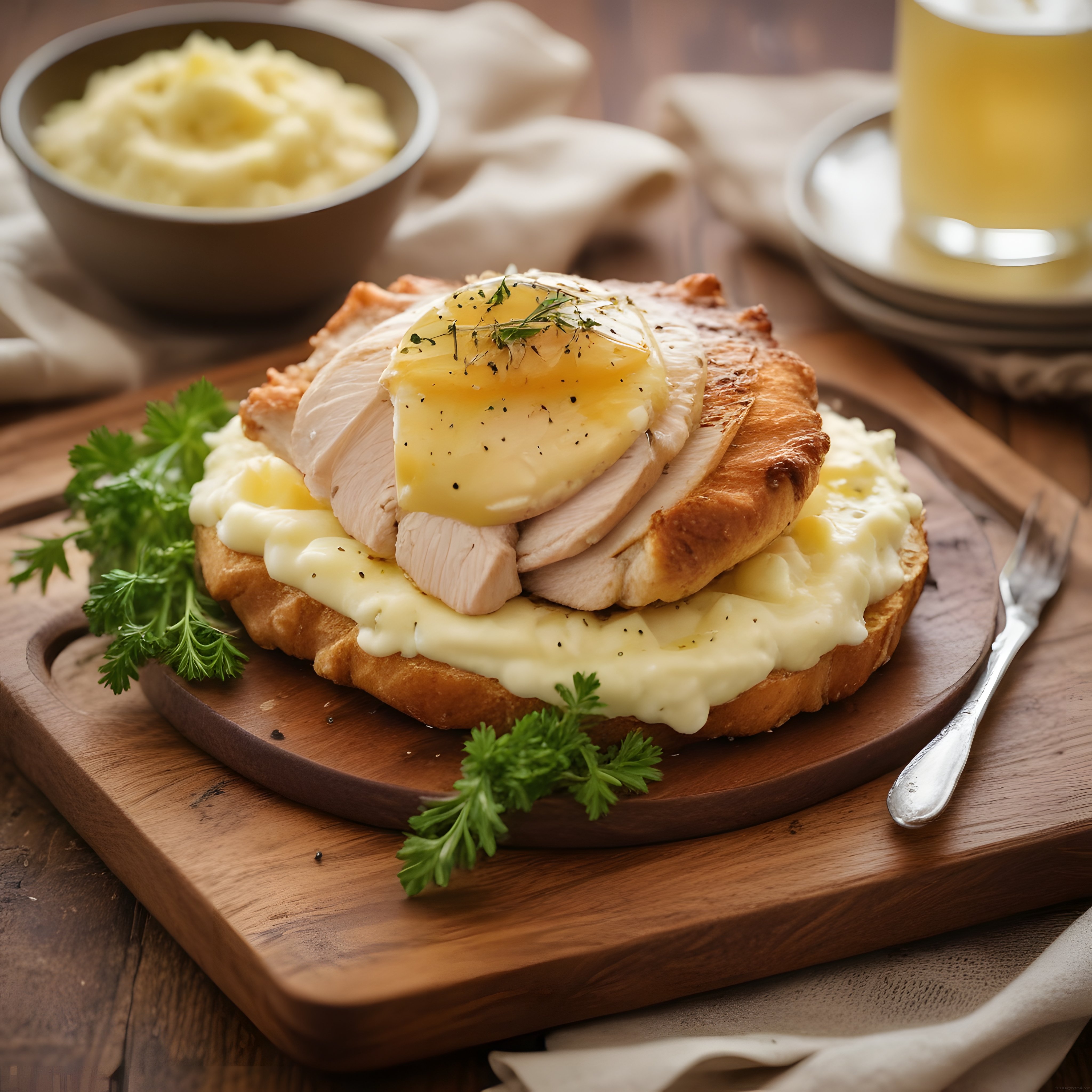 Kahvaltılık Krem Peynirli Tavuklu Tost ve Tereyağlı Lezzet Sunumu