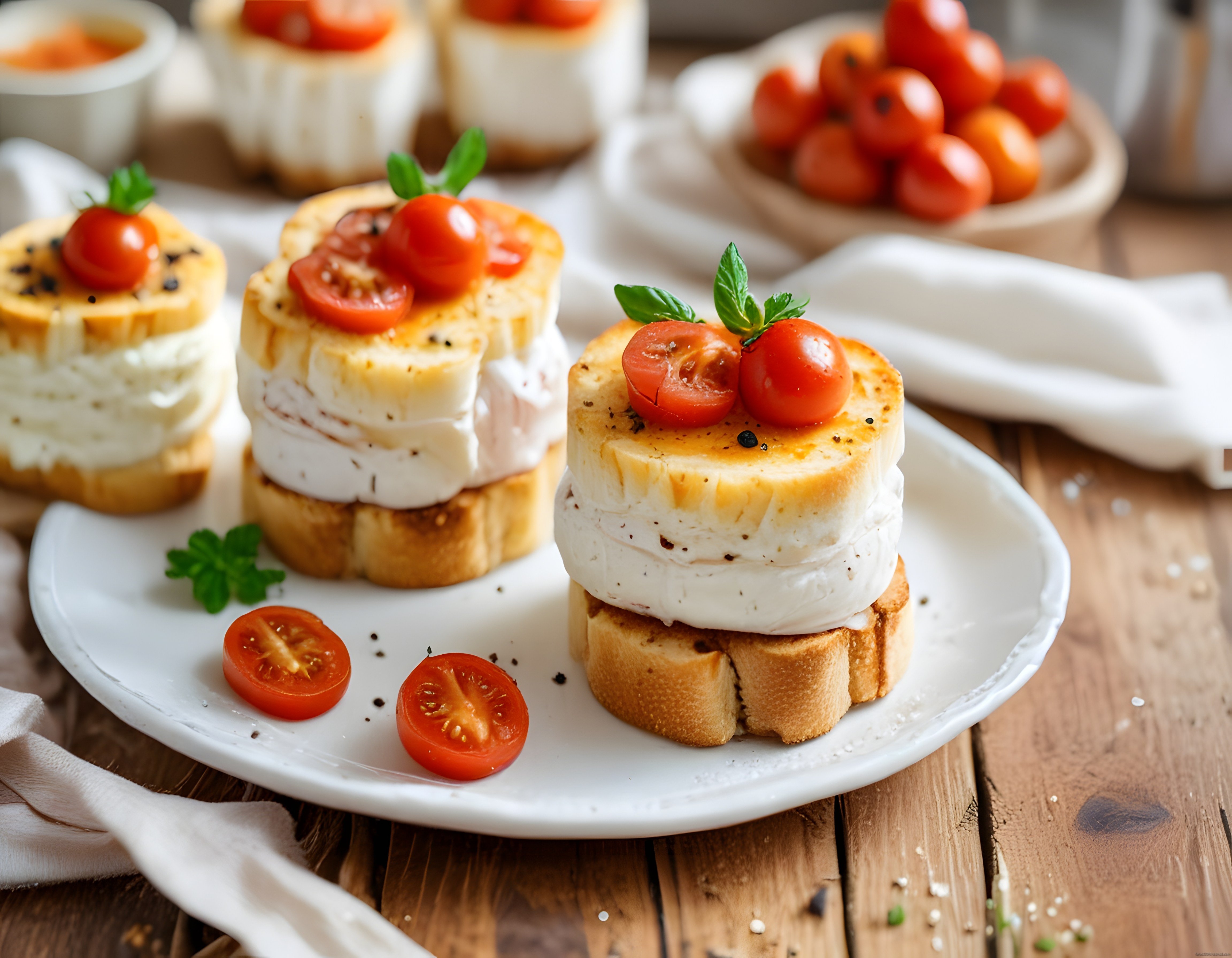 Kahvaltılık Peynirli Domatesli Ekmek Dilimleri: Rustik Brunch Sunumu