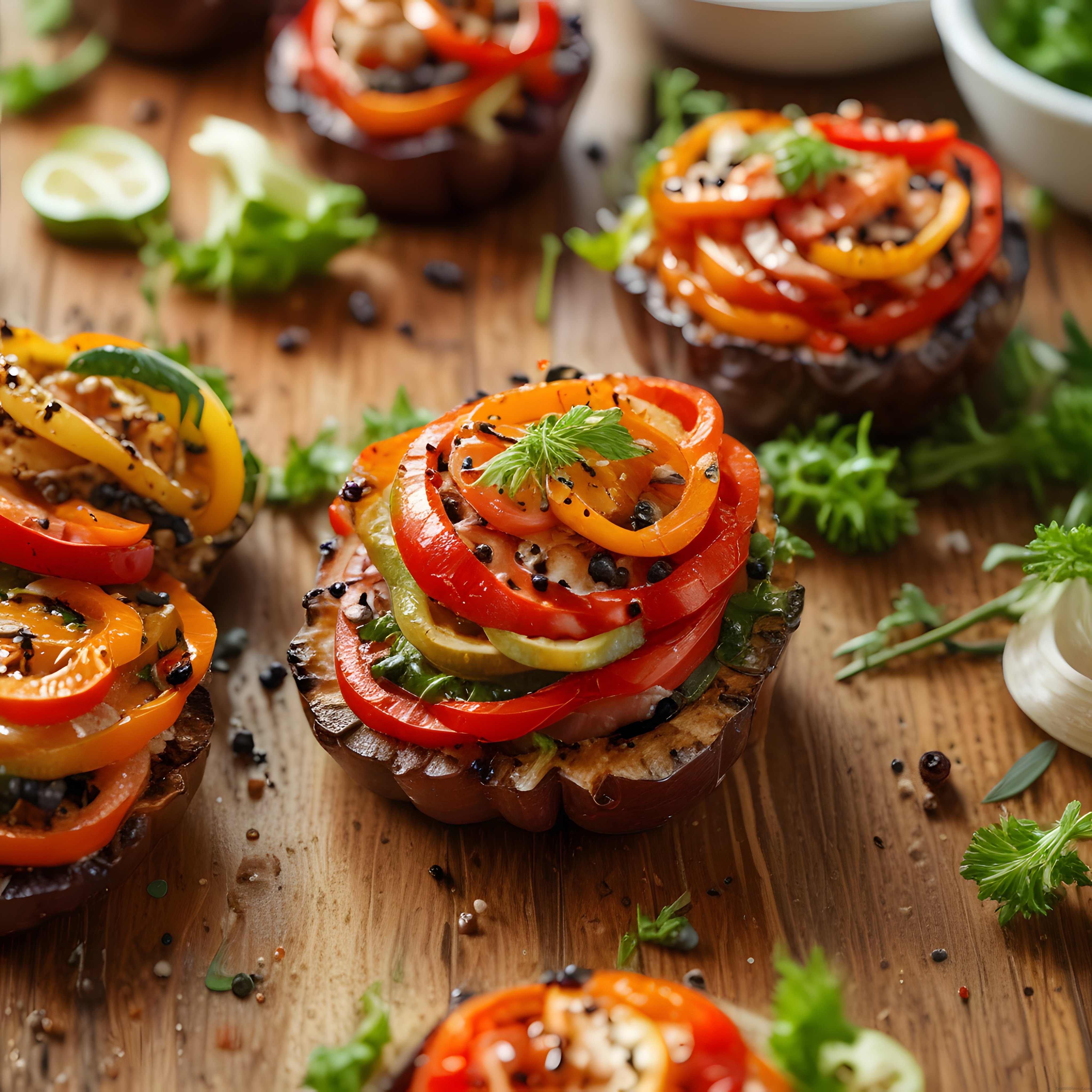 Kahvaltılık renkli biber ve domatesli ev yapımı bruschetta lezzet tarifi