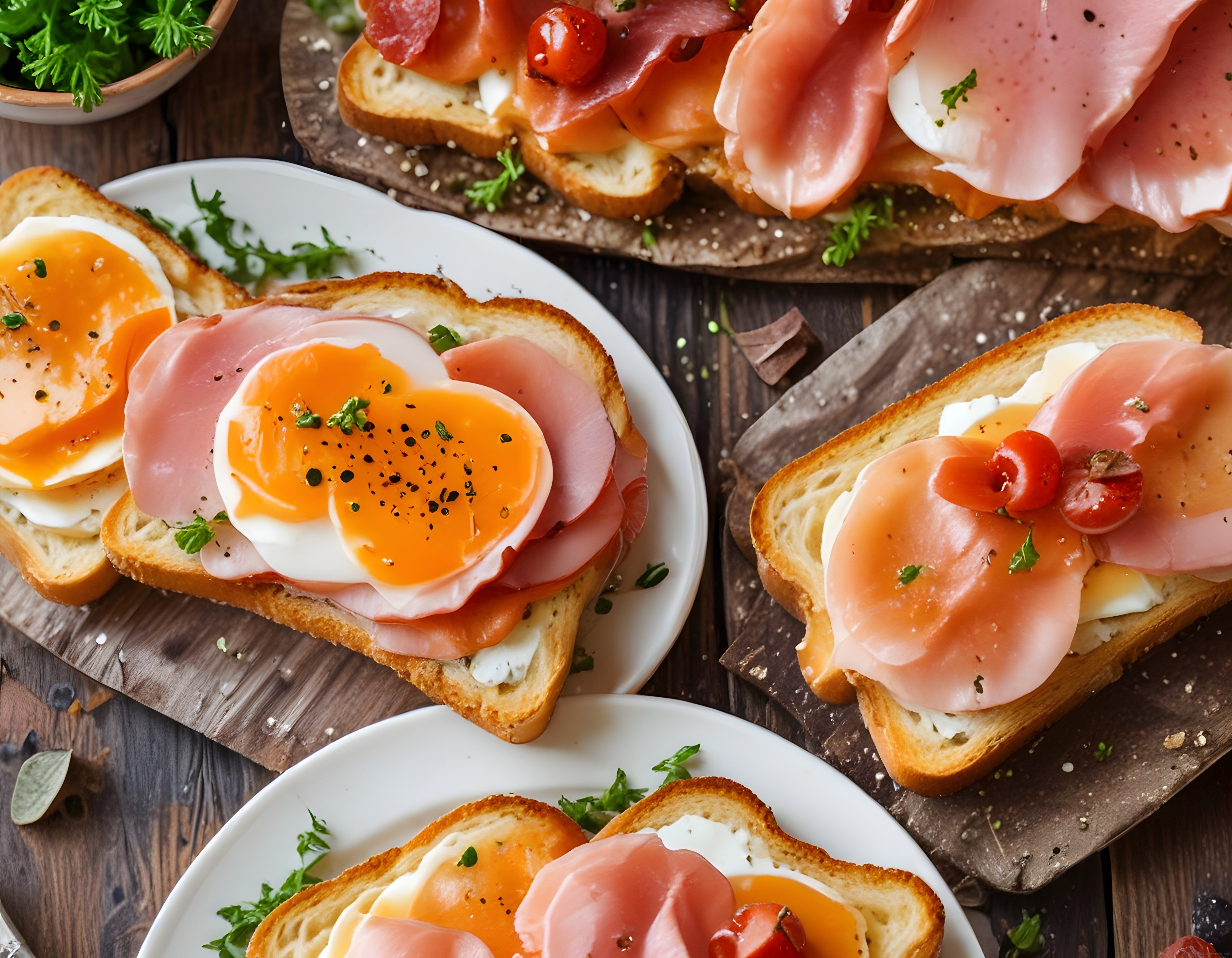 Kahvaltılık Yumurtalı ve Jambonlu Tost Çeşitleri: Lezzetli Brunch Sunumu