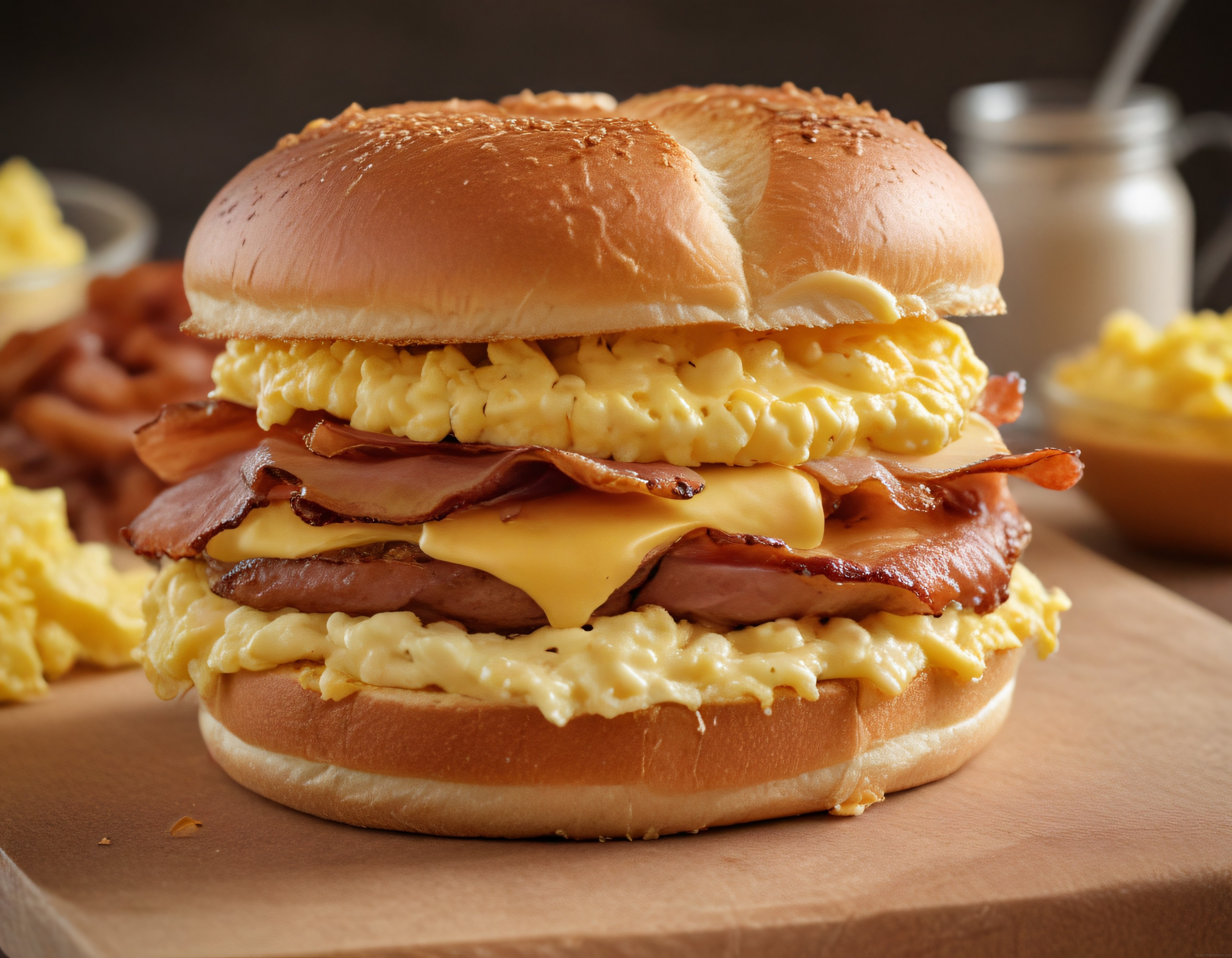 Kahvaltıya Özel: Susamlı Ekmeğiyle Pastırmalı ve Peynirli Yumurtalı Sandviç
