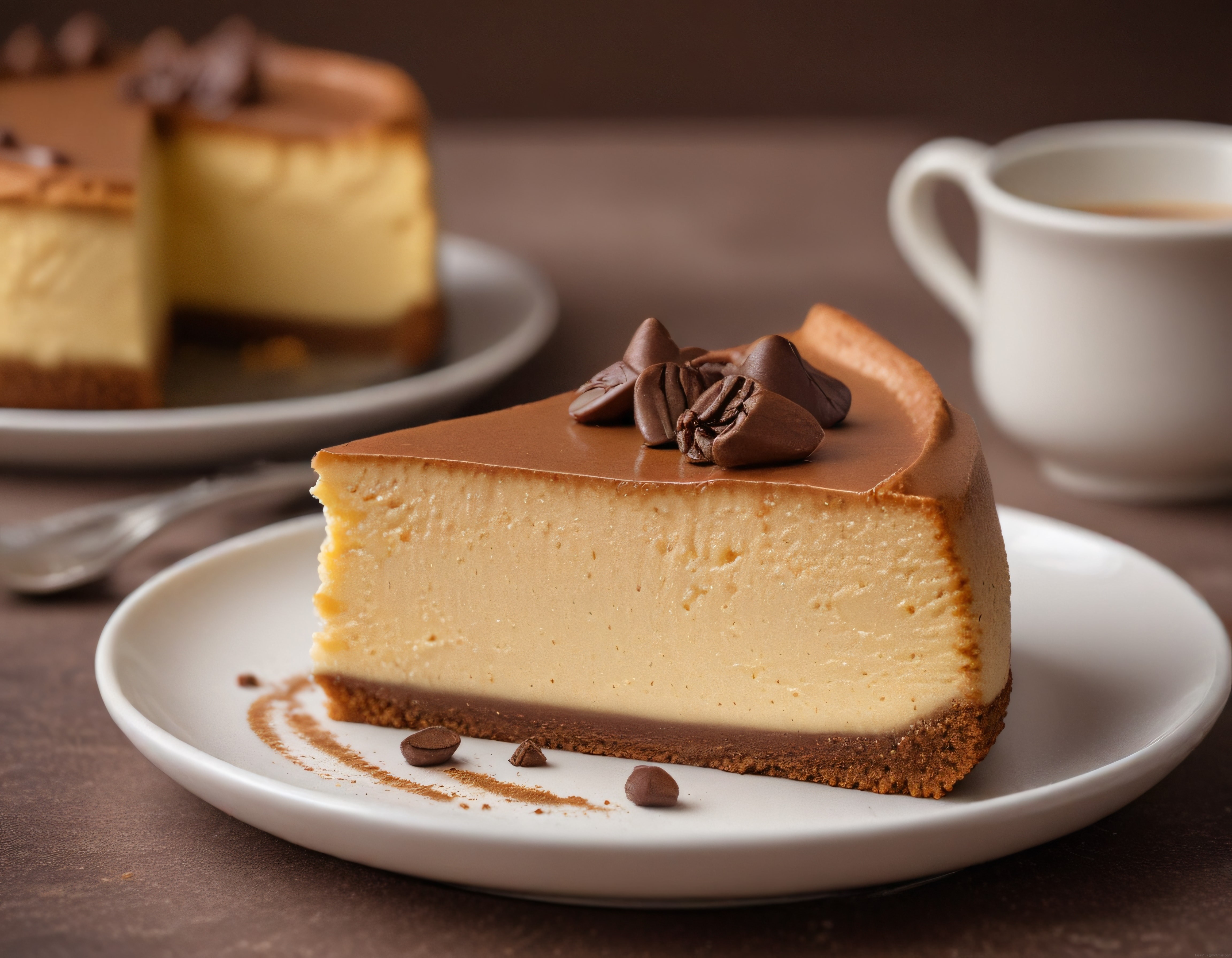 Kahve Eşliğinde Çikolata Soslu Cheesecake Dilimi ile Nefis Bir Tatlı Zamanı