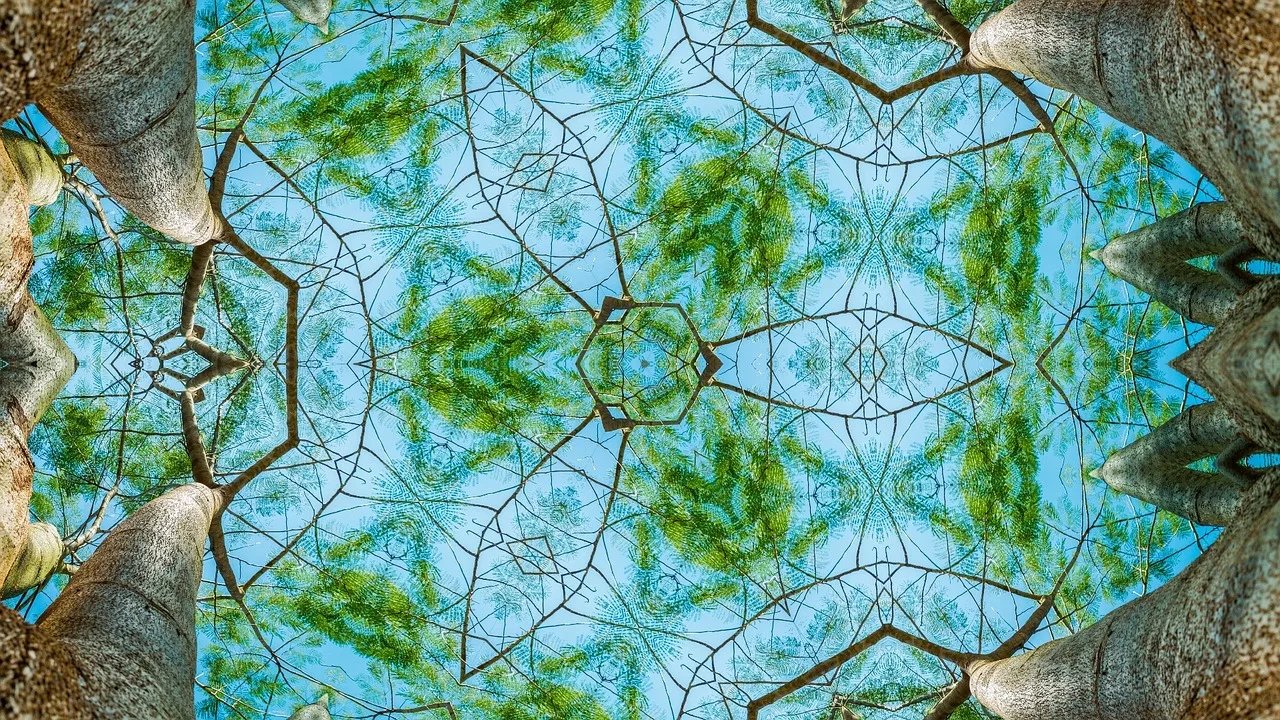 Kaleidoskopik orman deseni - süslü geometrik motif
