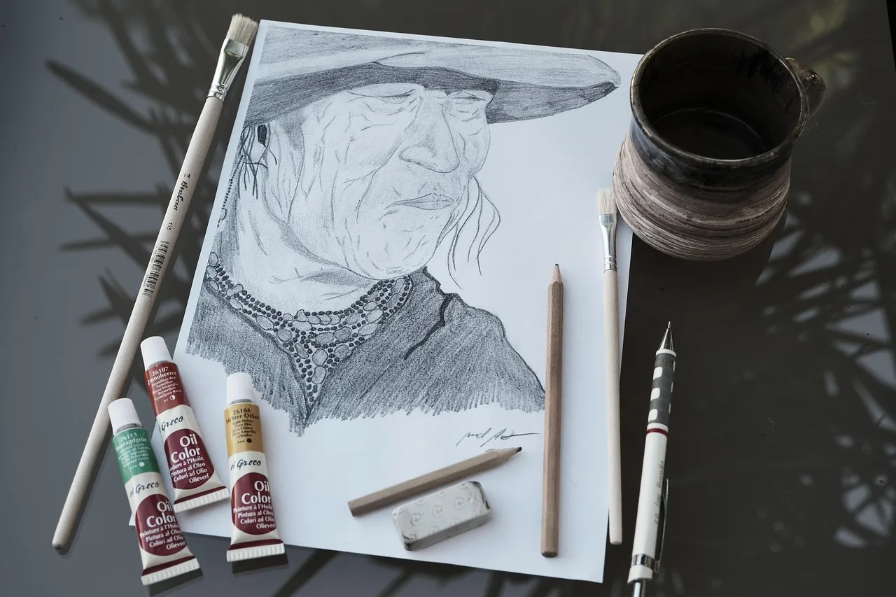 Kalem çizim portresi - yaratıcı sanat eseri