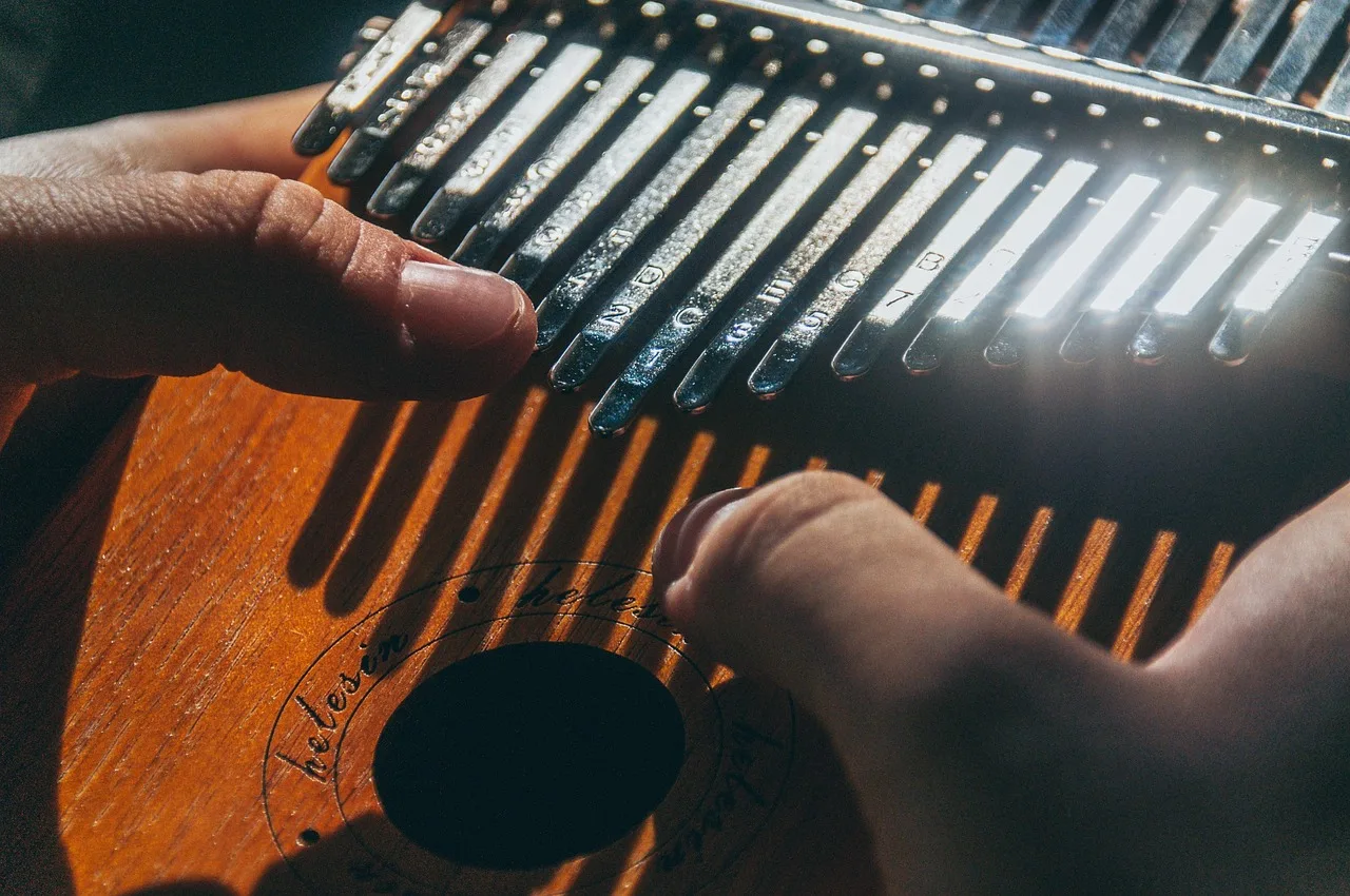 Kalimba parmak piyanosu yakın plan fotoğrafı