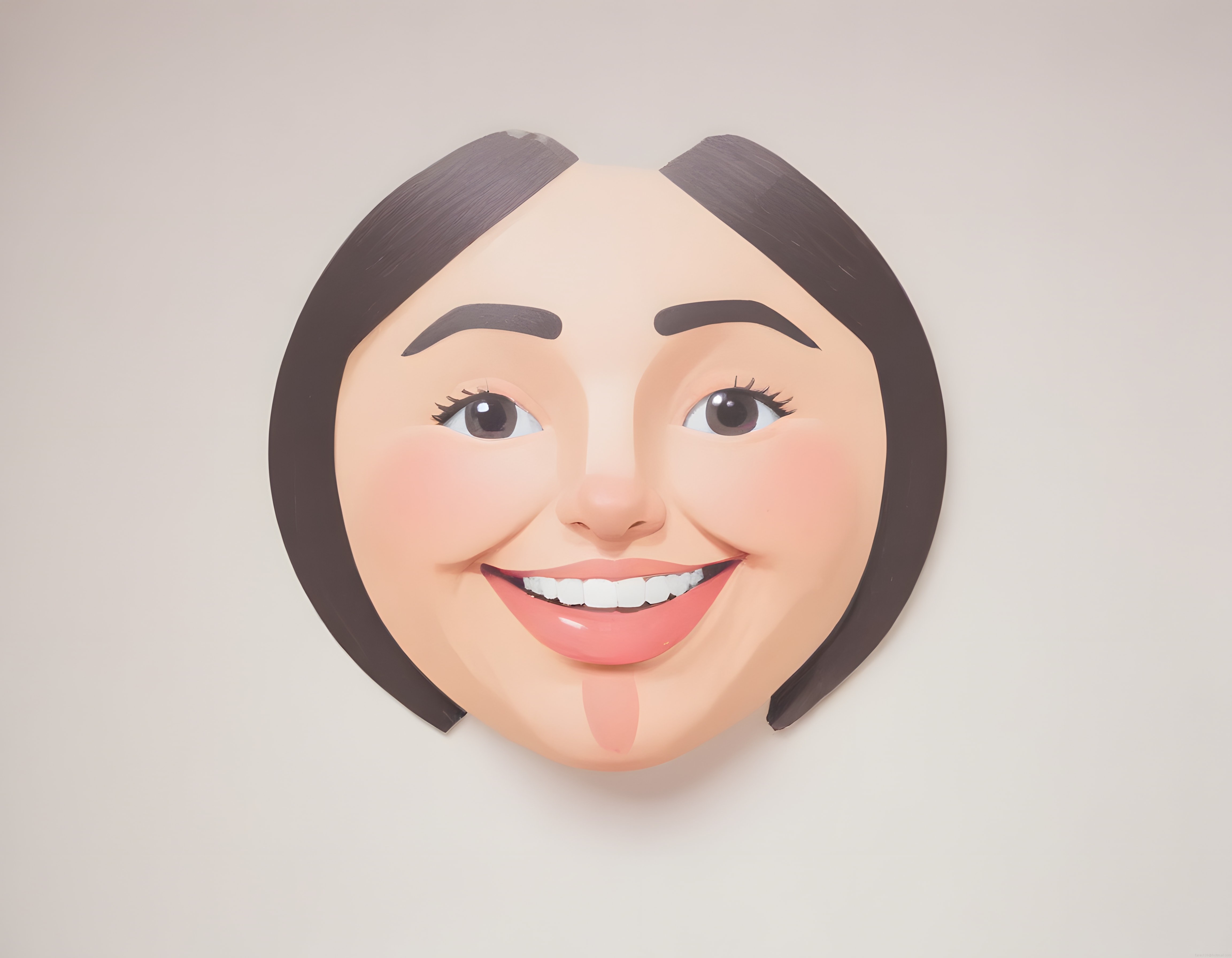 Kalp şeklinde gülümseyen kadın yüzü maskesi: Modern sanat ve 3D render dekor