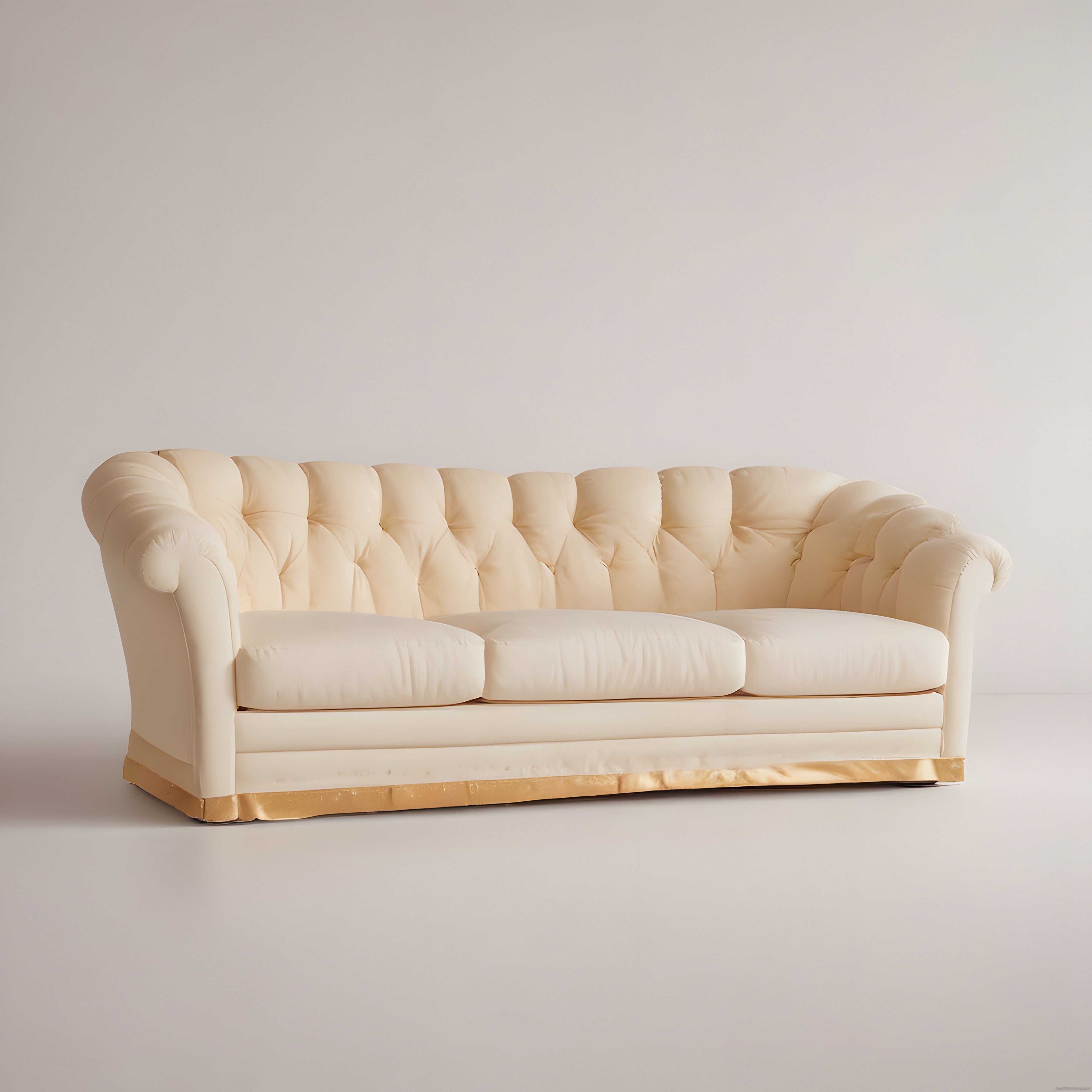 Kapitone Detaylı Krem Rengi Chesterfield Kanepe ile Lüks Salon Dekorasyonu