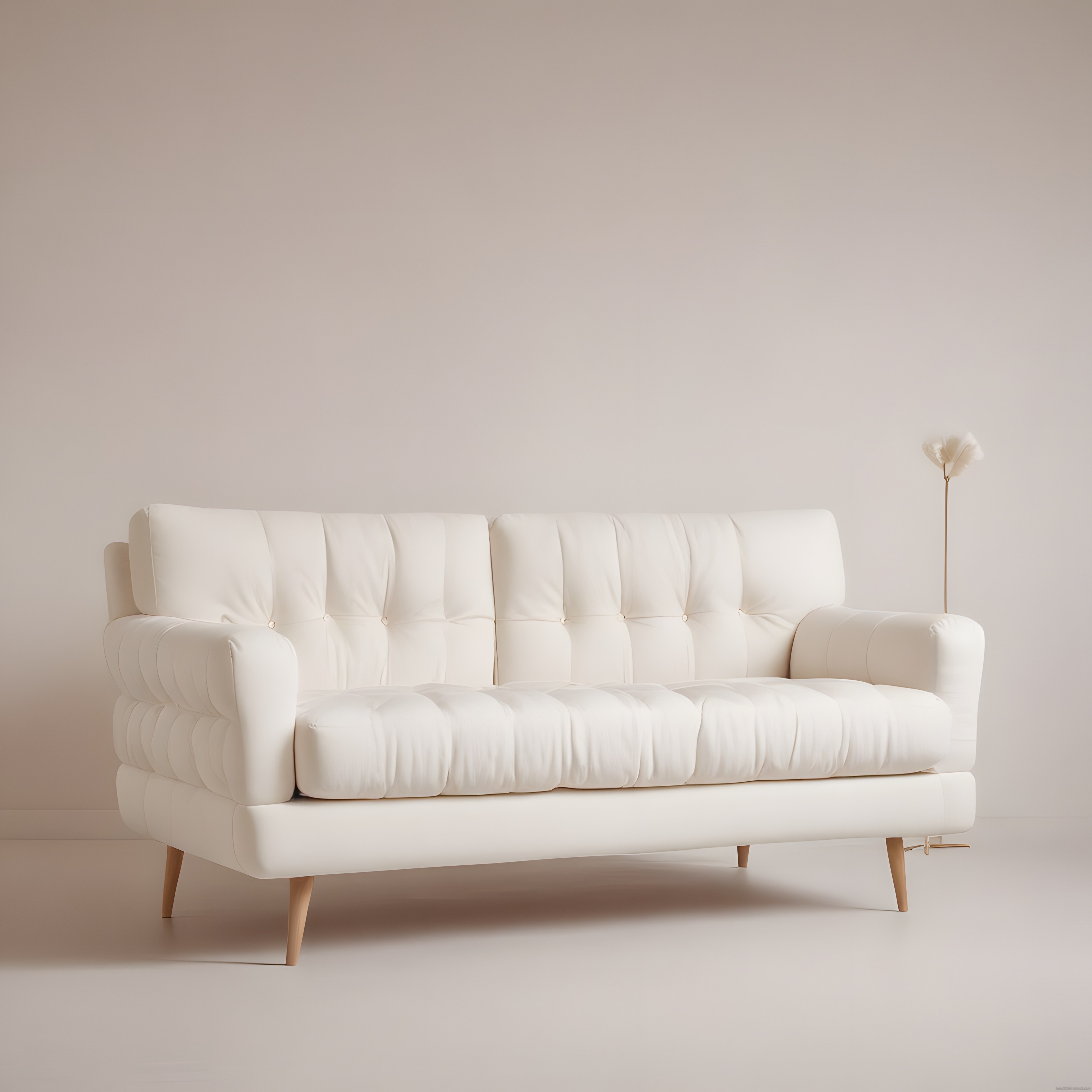 Kapitoneli Krem Rengi Modern Kanepe ile Sade ve Şık Salon Dekorasyonu