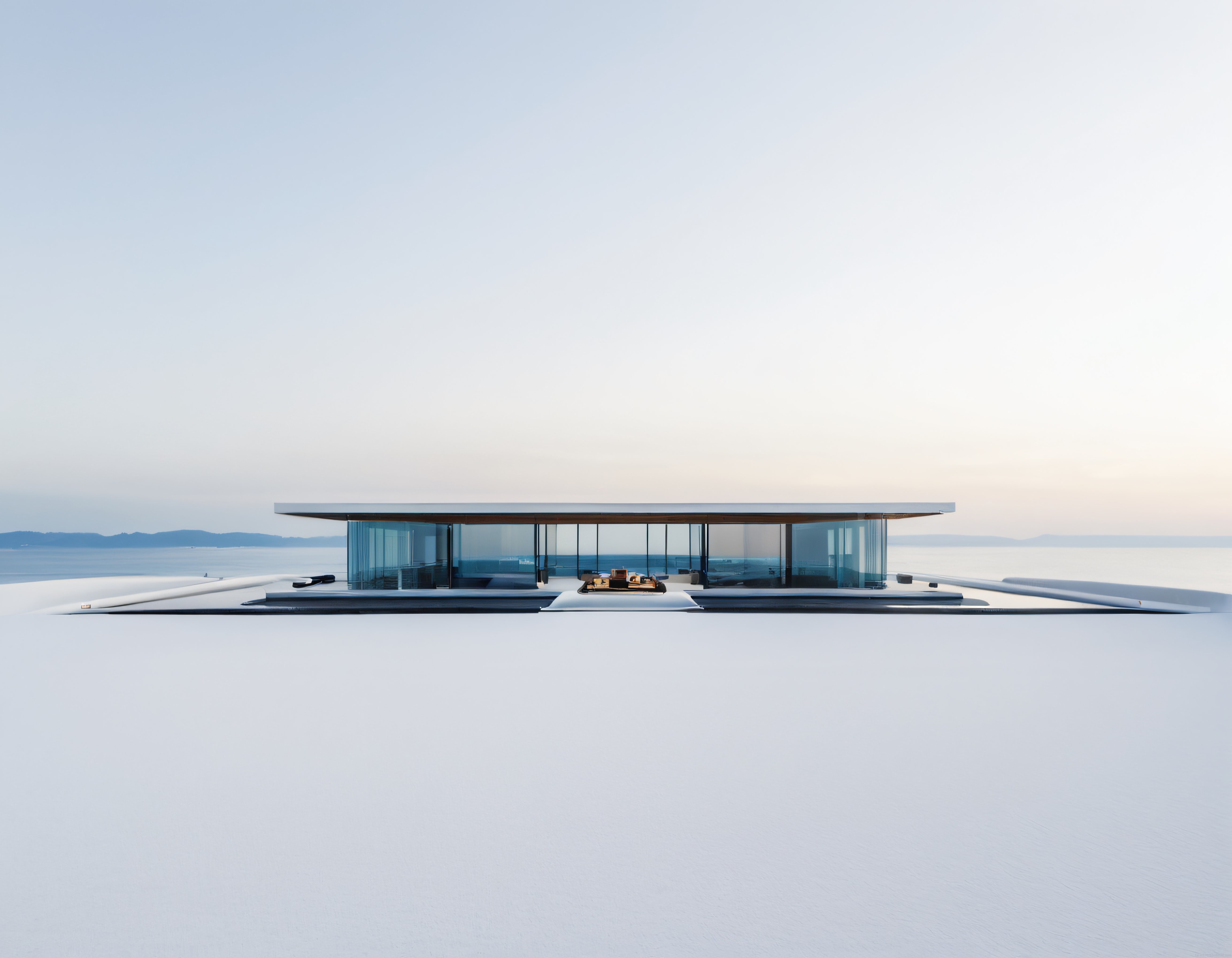 Kar ve Camın Uyumu: Deniz Manzaralı Ultra Modern Mimari Bir Dağ Evi