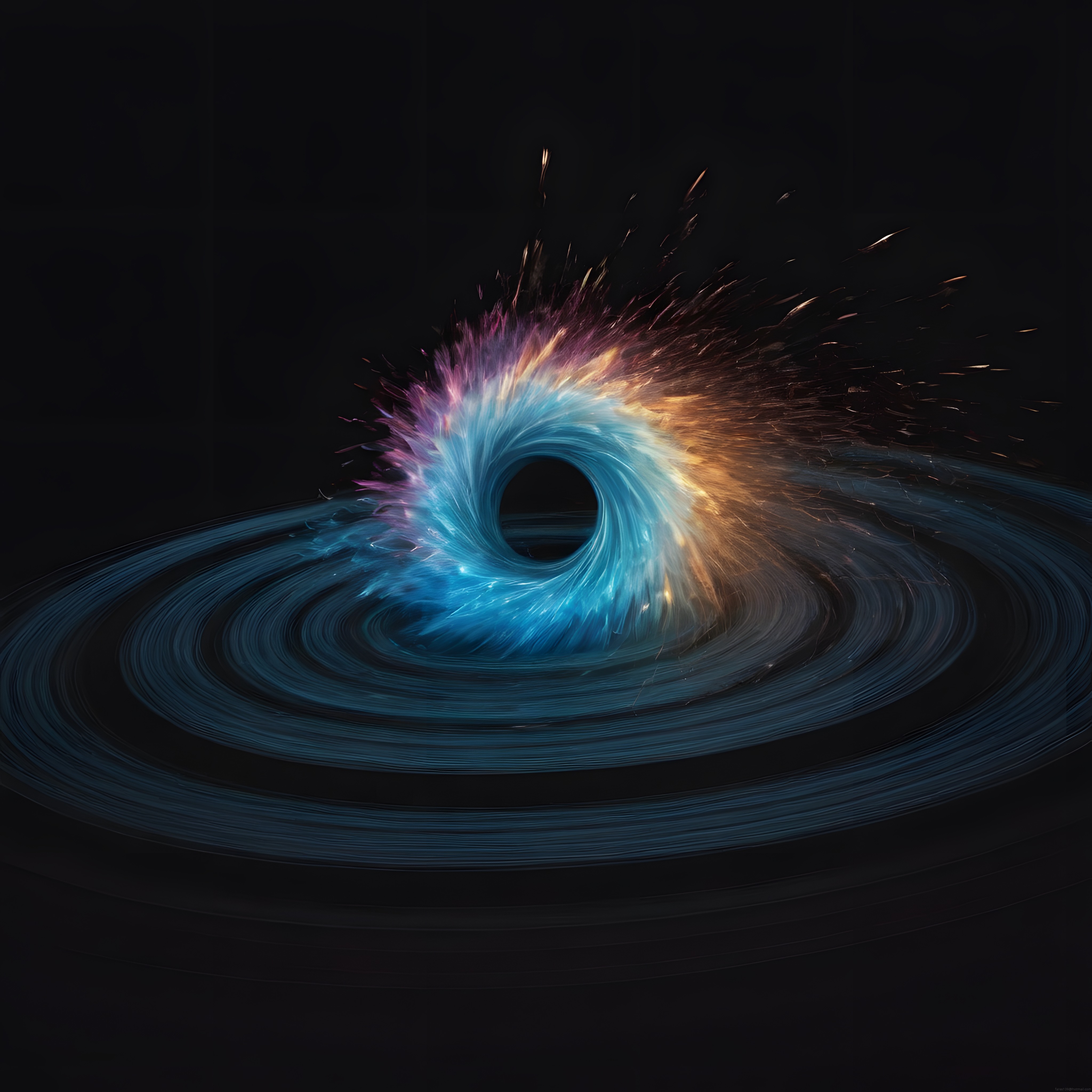 Kara Deliği Andıran Renkli Işık Girdabı Soyut Dijital Sanat Eseri