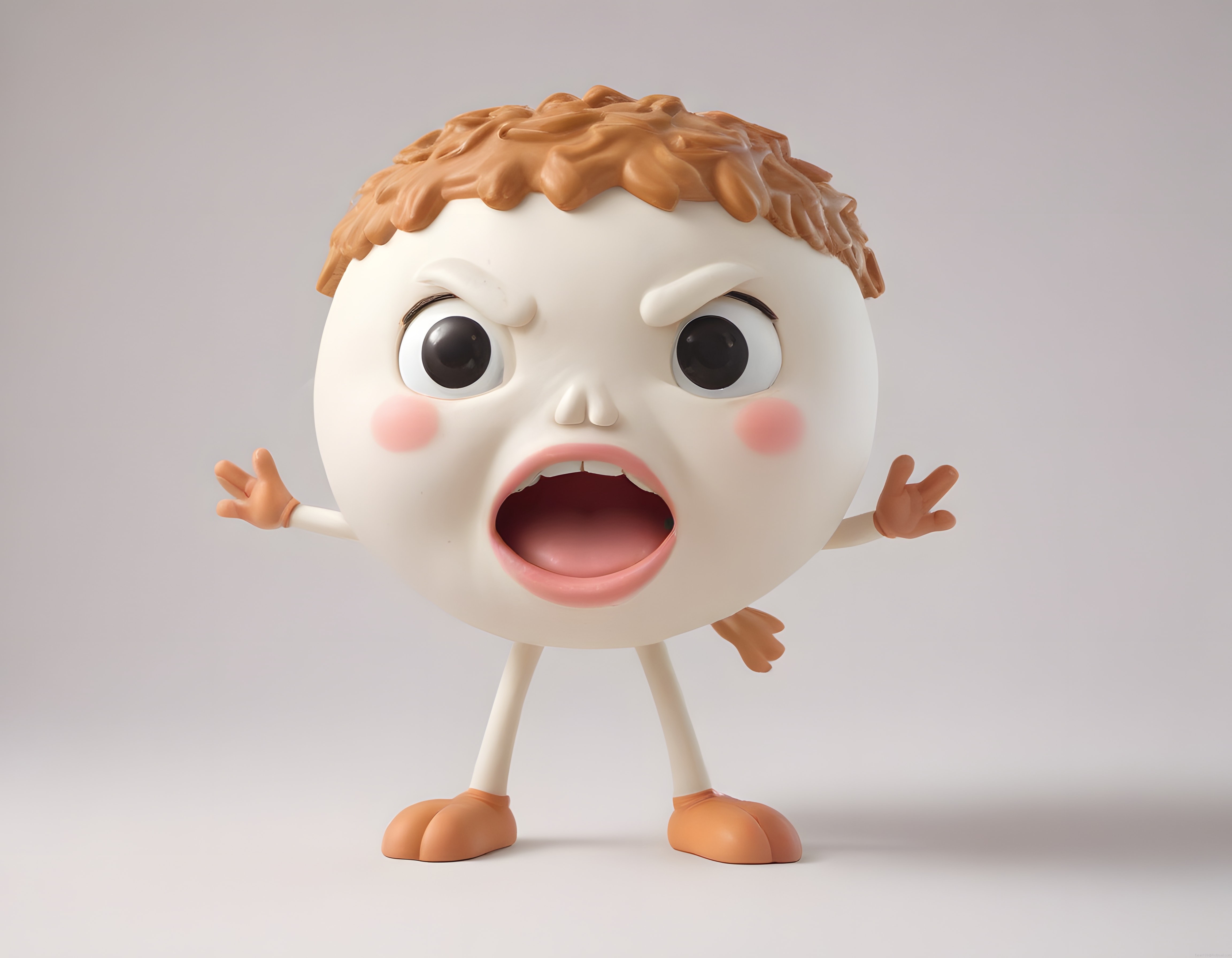Karamel Saçlı Öfkeli Yumurta Karakteri: Komik 3D Animasyon Tasarımı