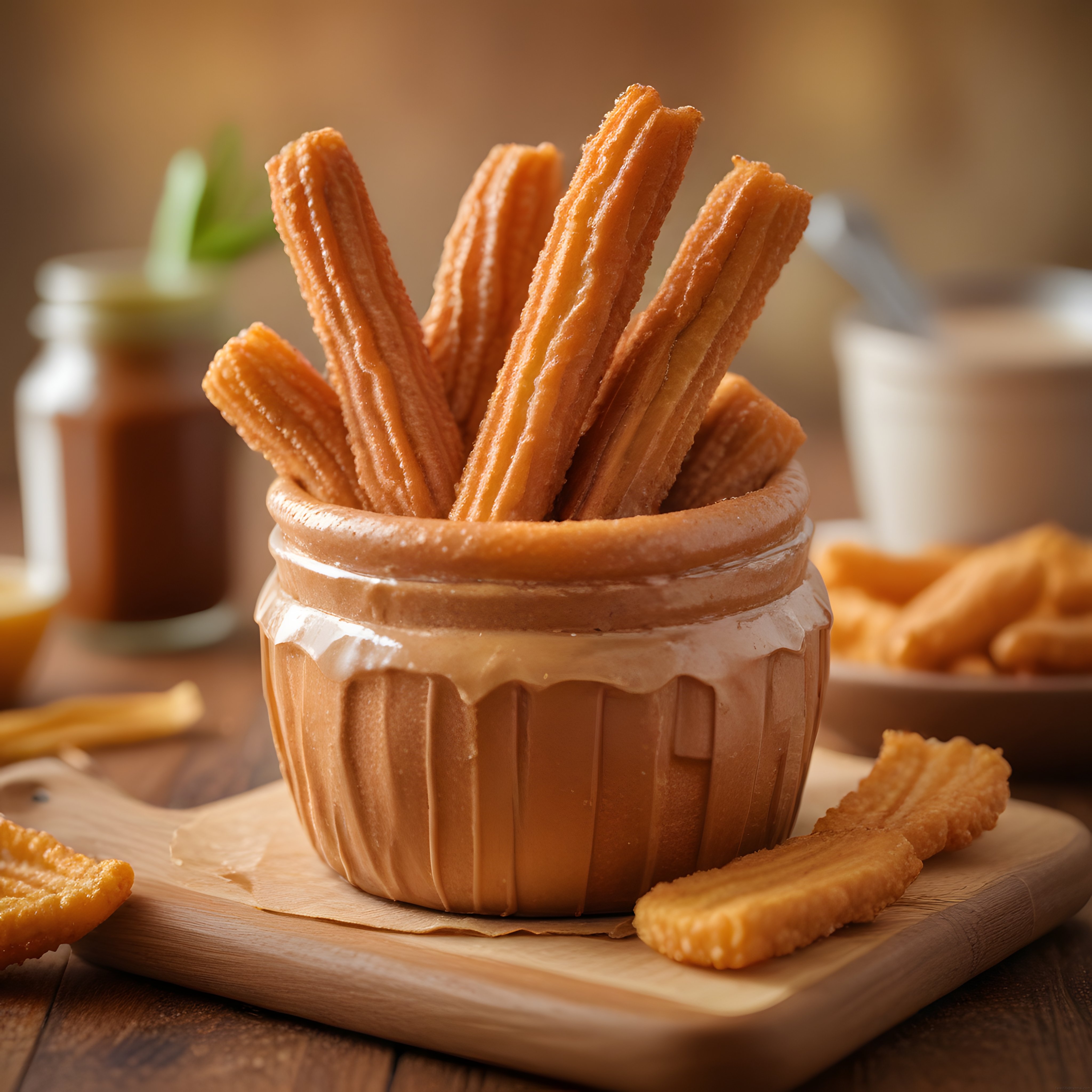 Karamel Soslu Churros, Çikolatalı Dip ve Sıcak Kahve ile Nefis Tatlı Sunumu