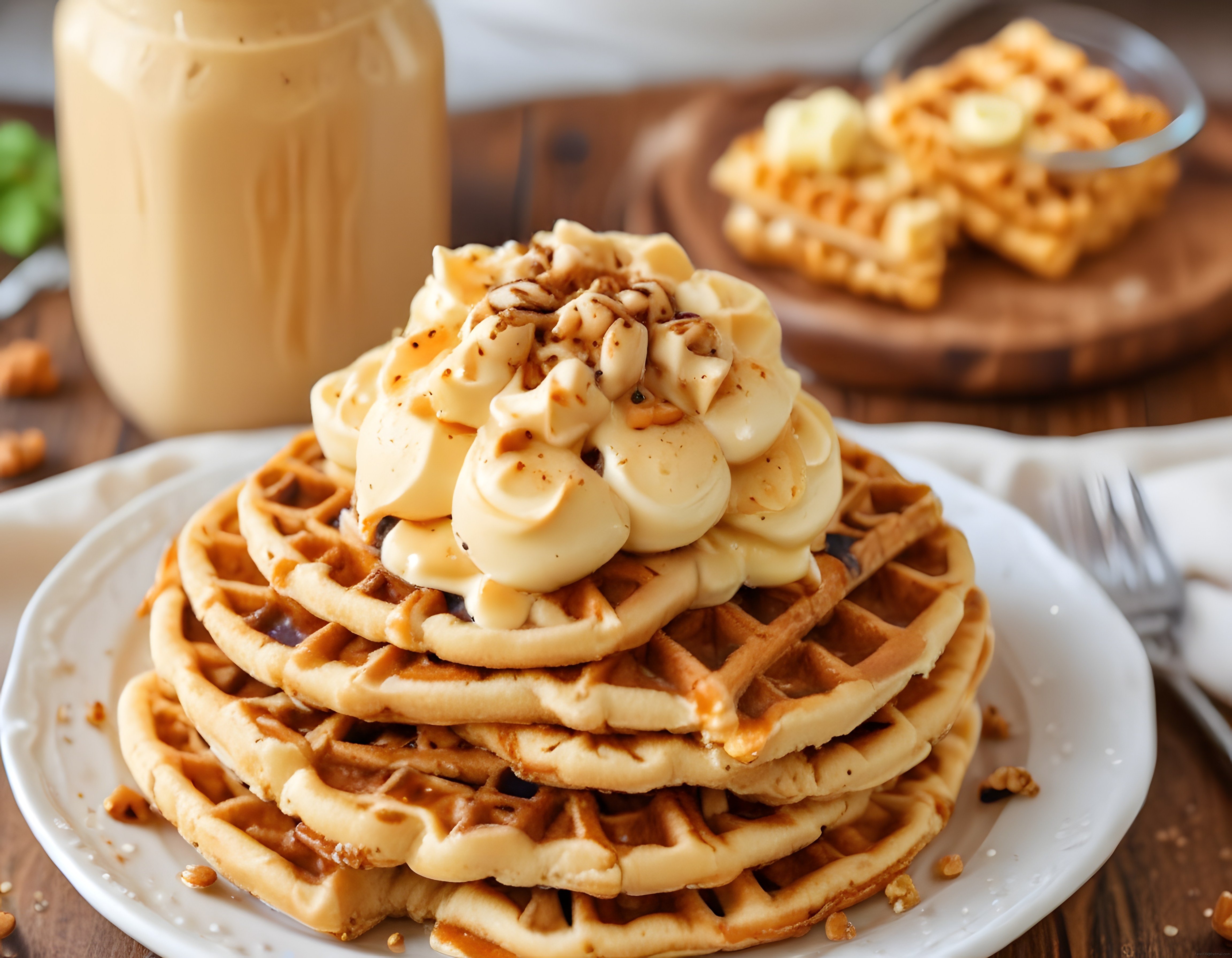 Karamel Soslu Muzlu Waffle: Kahvaltı Sofranızı Şımartacak Lezzet Bombası