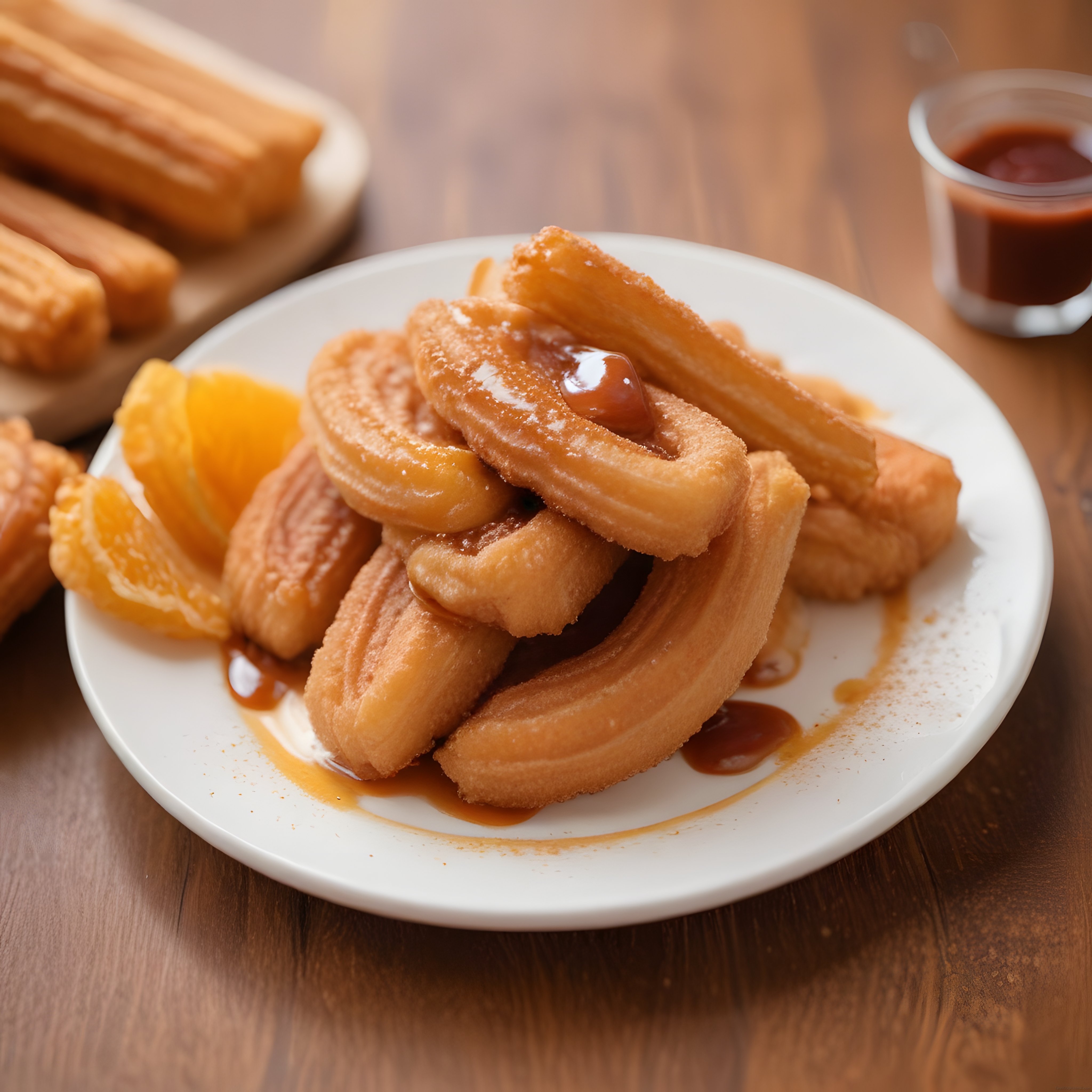 Karamel Soslu Portakal Eşliğinde Ev Yapımı Çıtır Churros Tatlısı