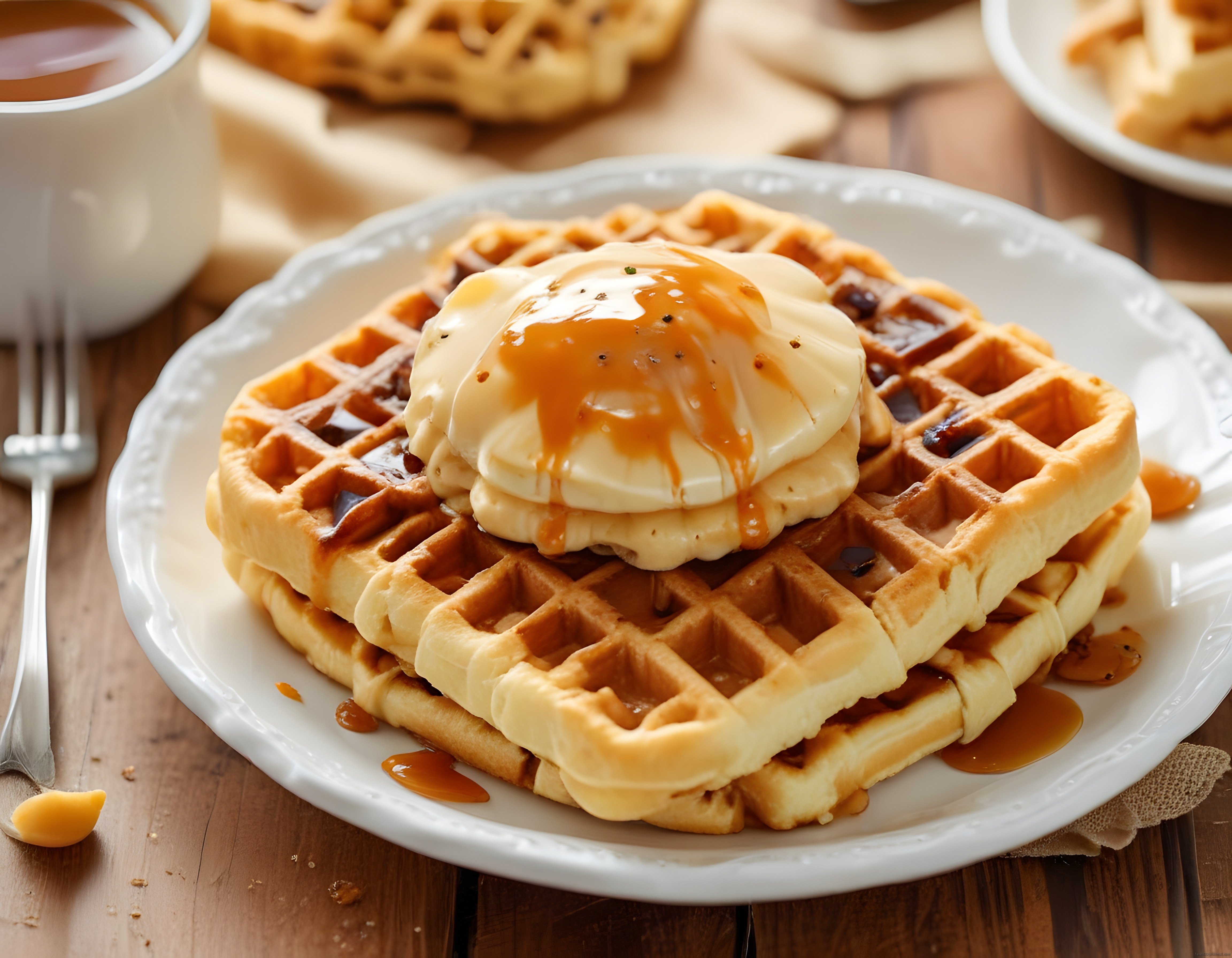 Karamel Soslu ve Dondurmalı Waffle Tarifi: Ev Yapımı Kahvaltı Keyfi