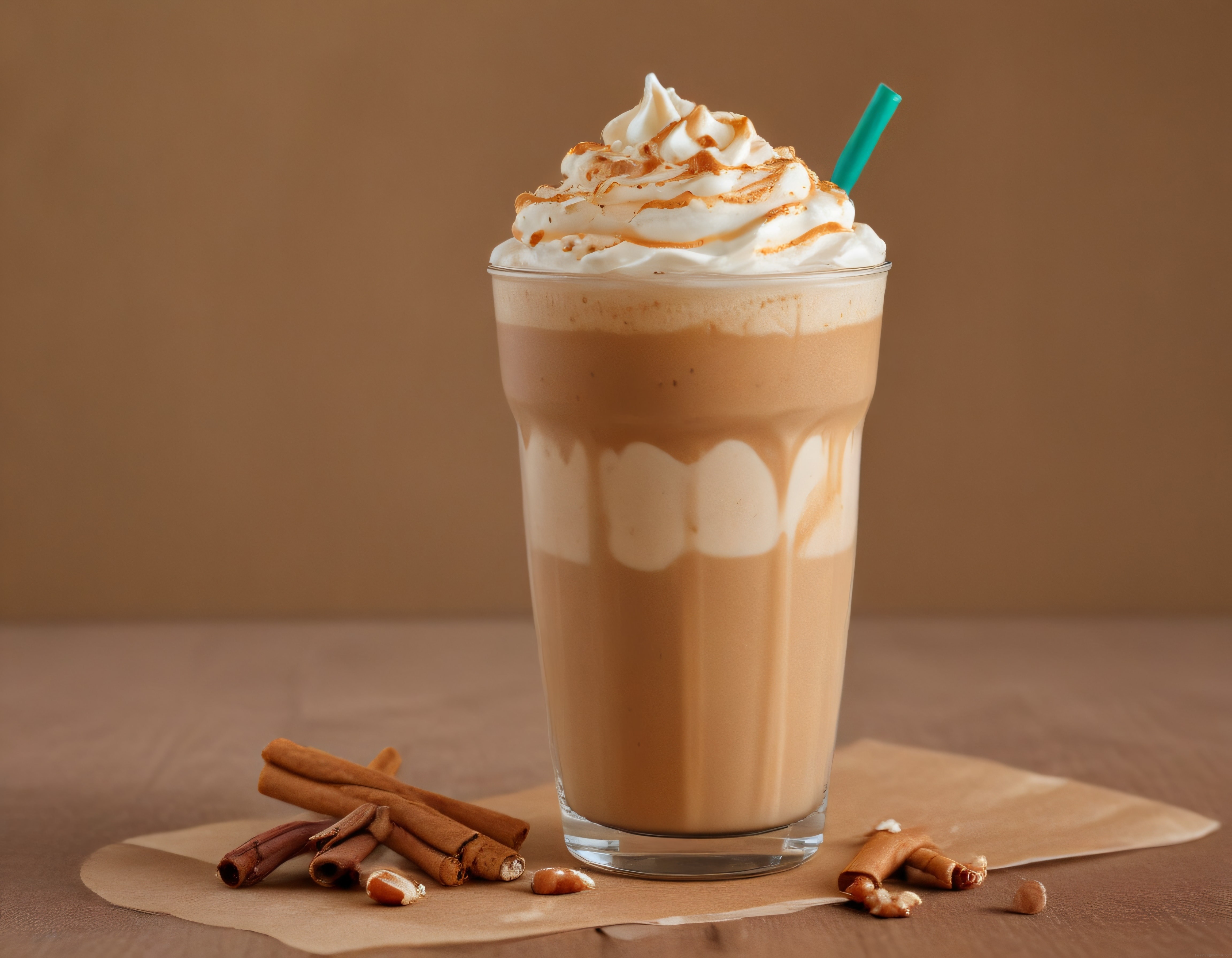 Karamel Soslu ve Tarçınlı Soğuk Kahve: Kremalı Buzlu Frappe Sunumu