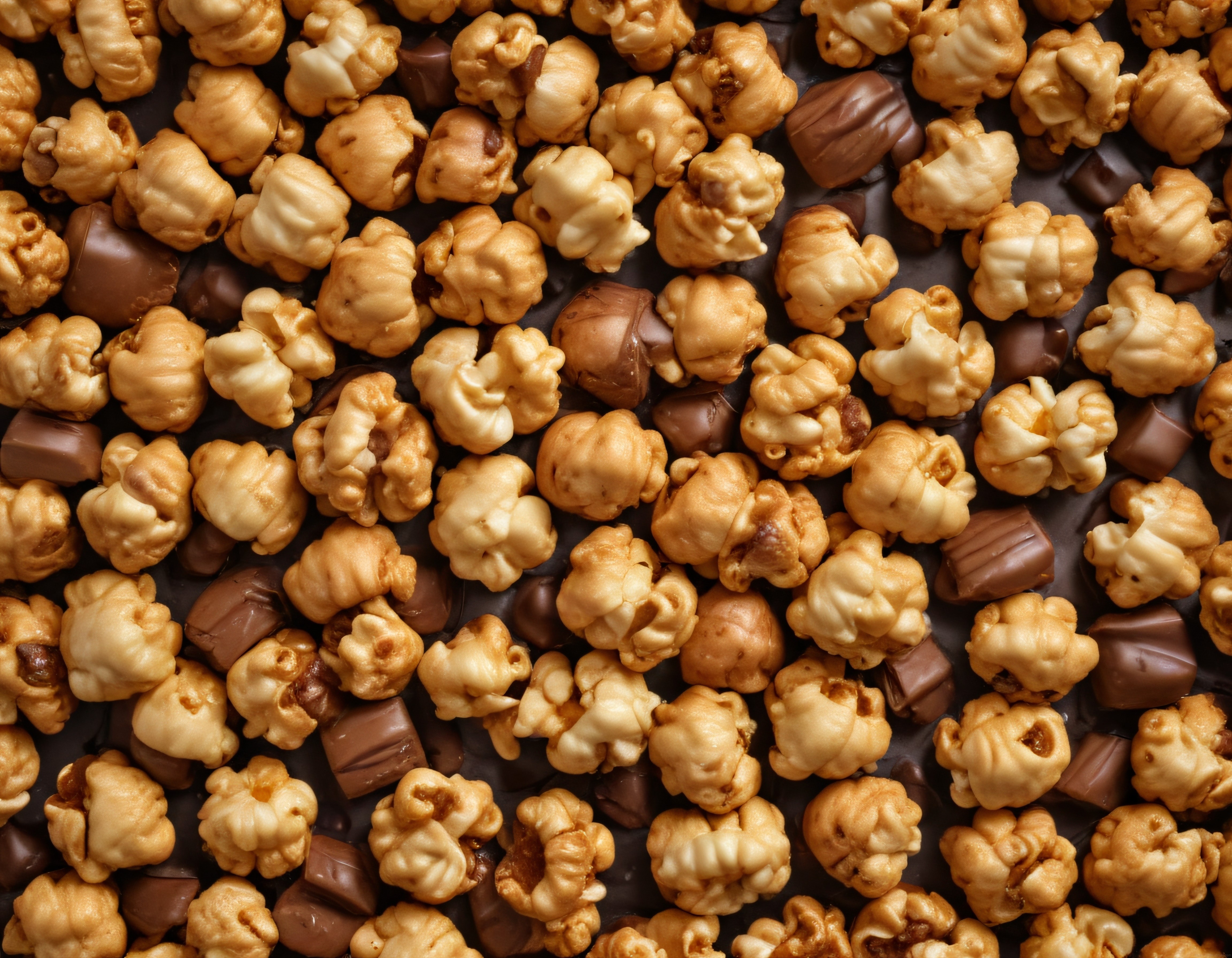Karamelli Popcorn ve Sütlü Çikolata Parçacıklarıyla Tatlı Atıştırmalık Doku