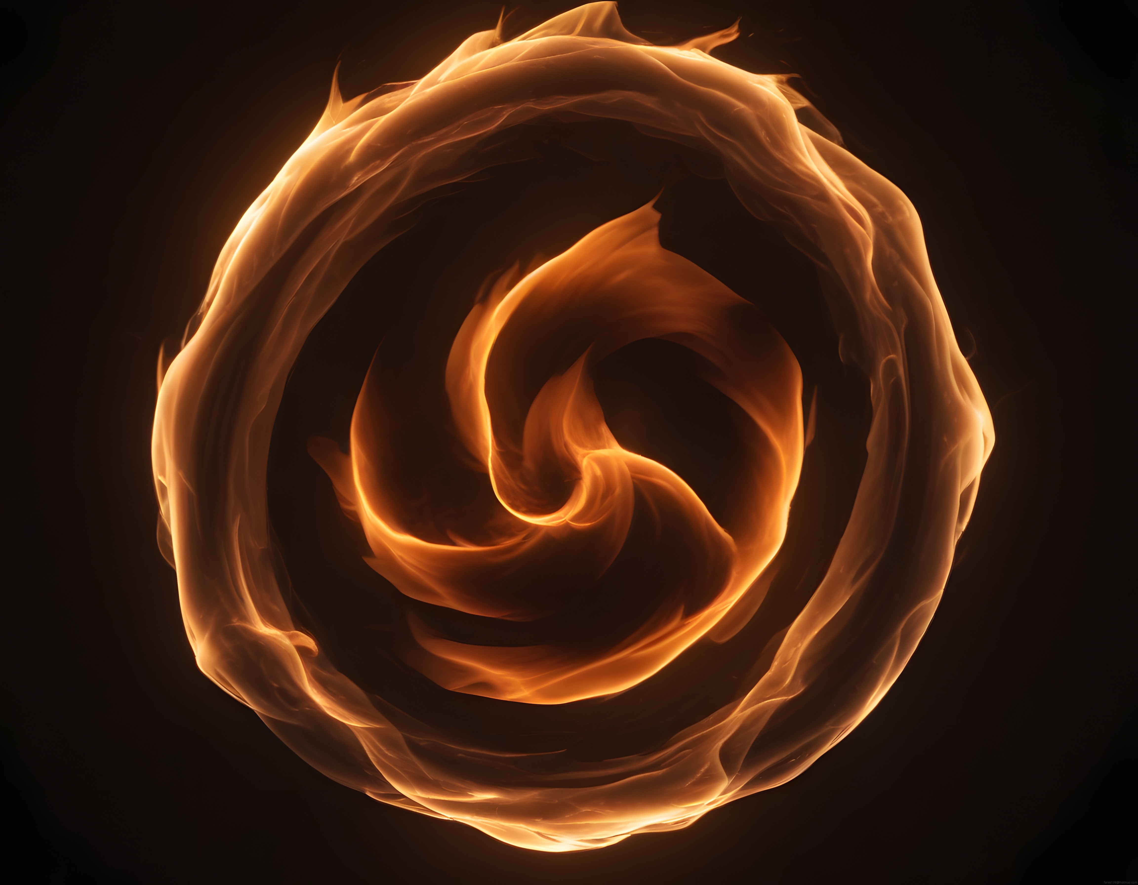 Karanlık Arka Planda Alevlerden Oluşan Büyüleyici Soyut Yangın Spiral