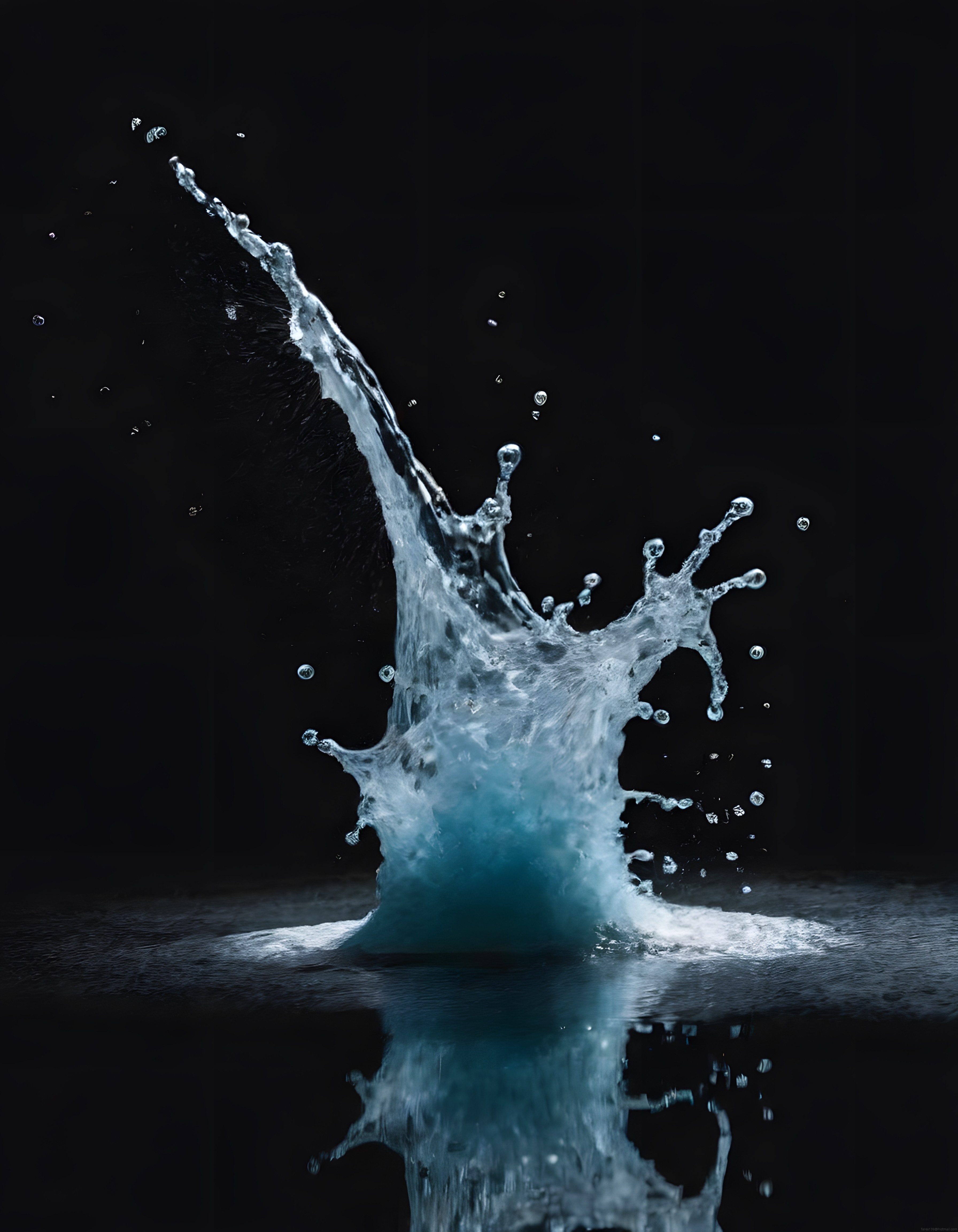 Karanlık Arka Planda Büyüleyici Su Patlaması ve Küre Damlacıkları