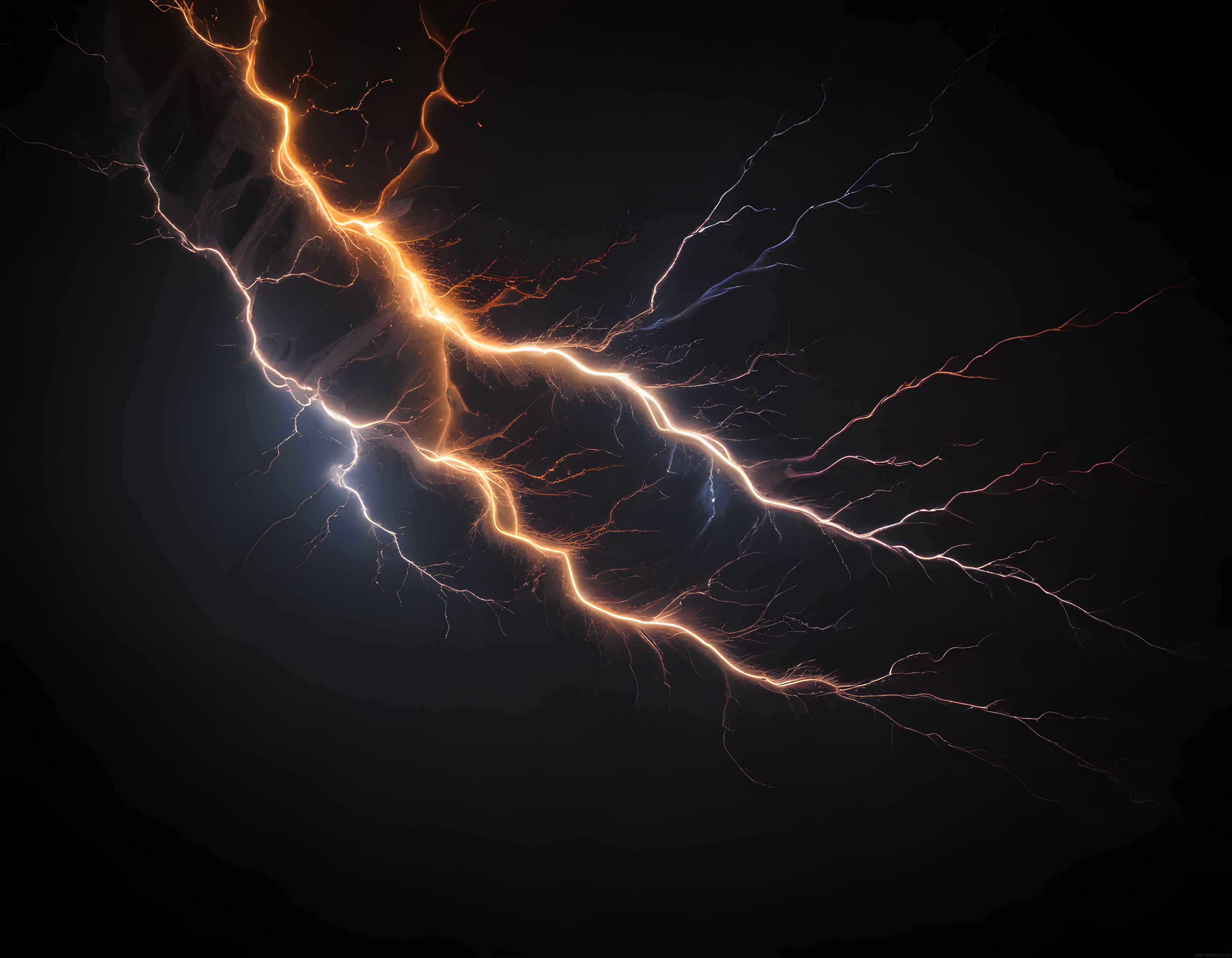 Karanlık Arka Planda Parıldayan Elektrik Akımları ve Soyut Işık Sanatı