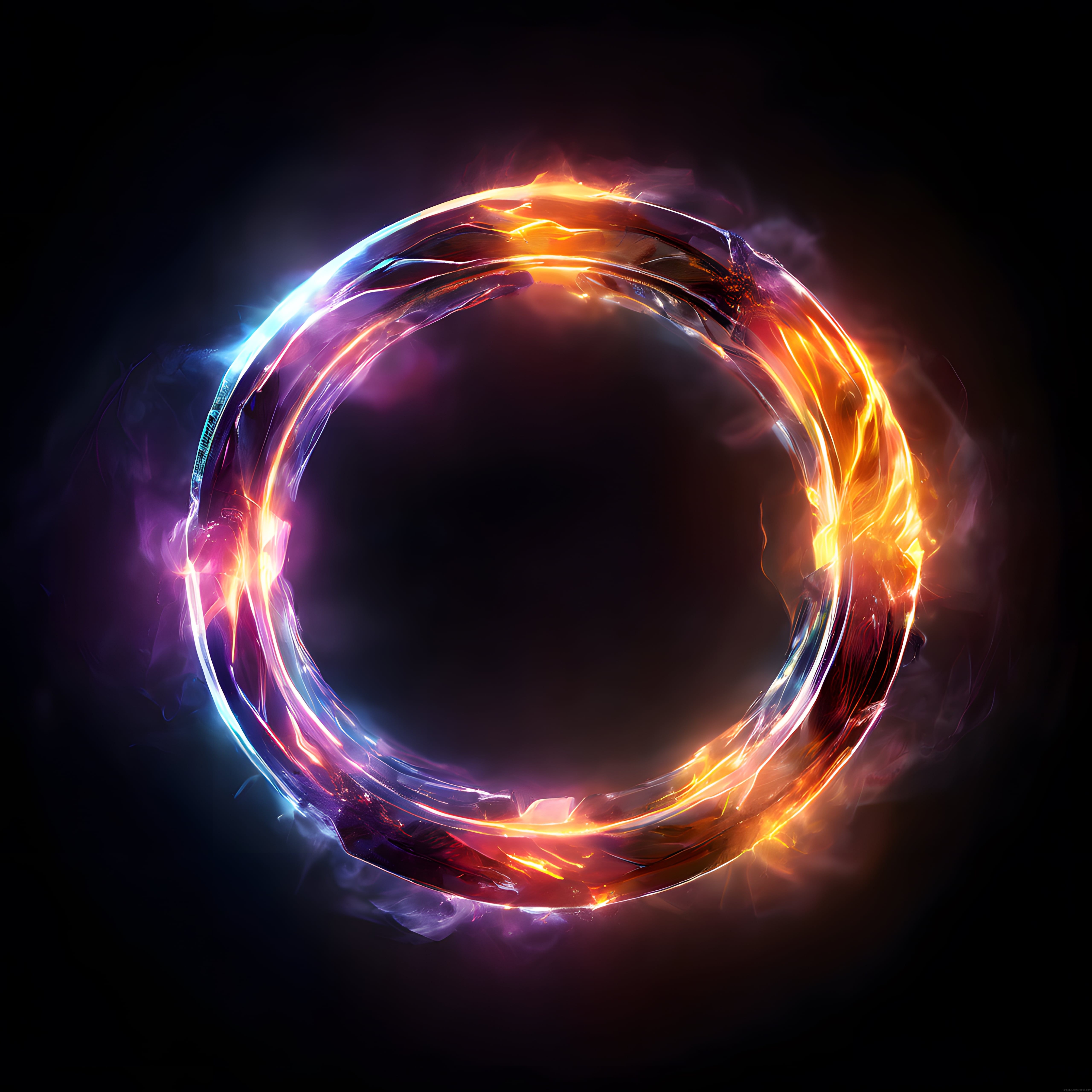 Karanlık Arka Planda Parıldayan Neon Enerji Halkası ve Gizemli Dijital Portal