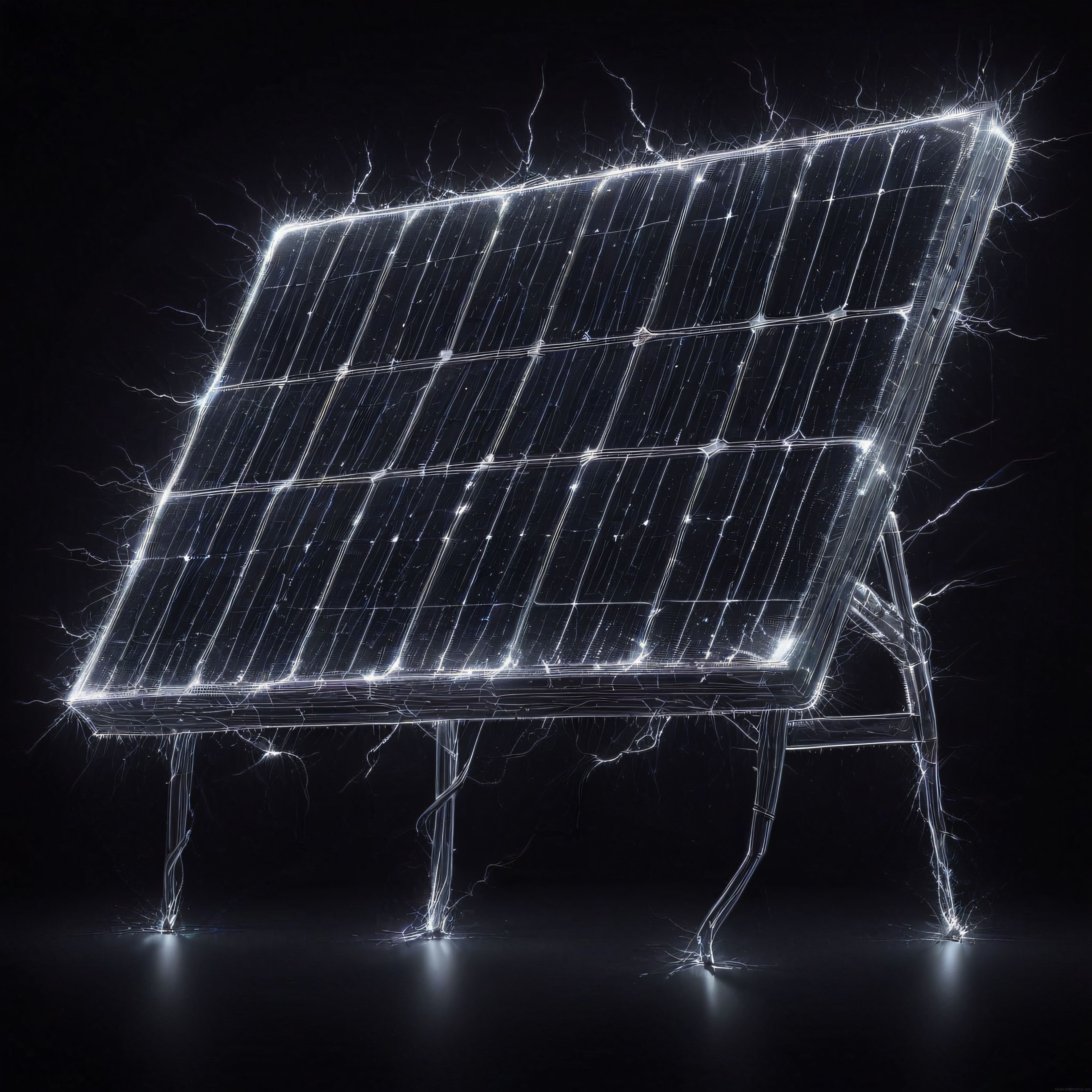 Karanlık Arka Planda Parıldayan Soyut Güneş Paneli ve Yenilenebilir Enerji
