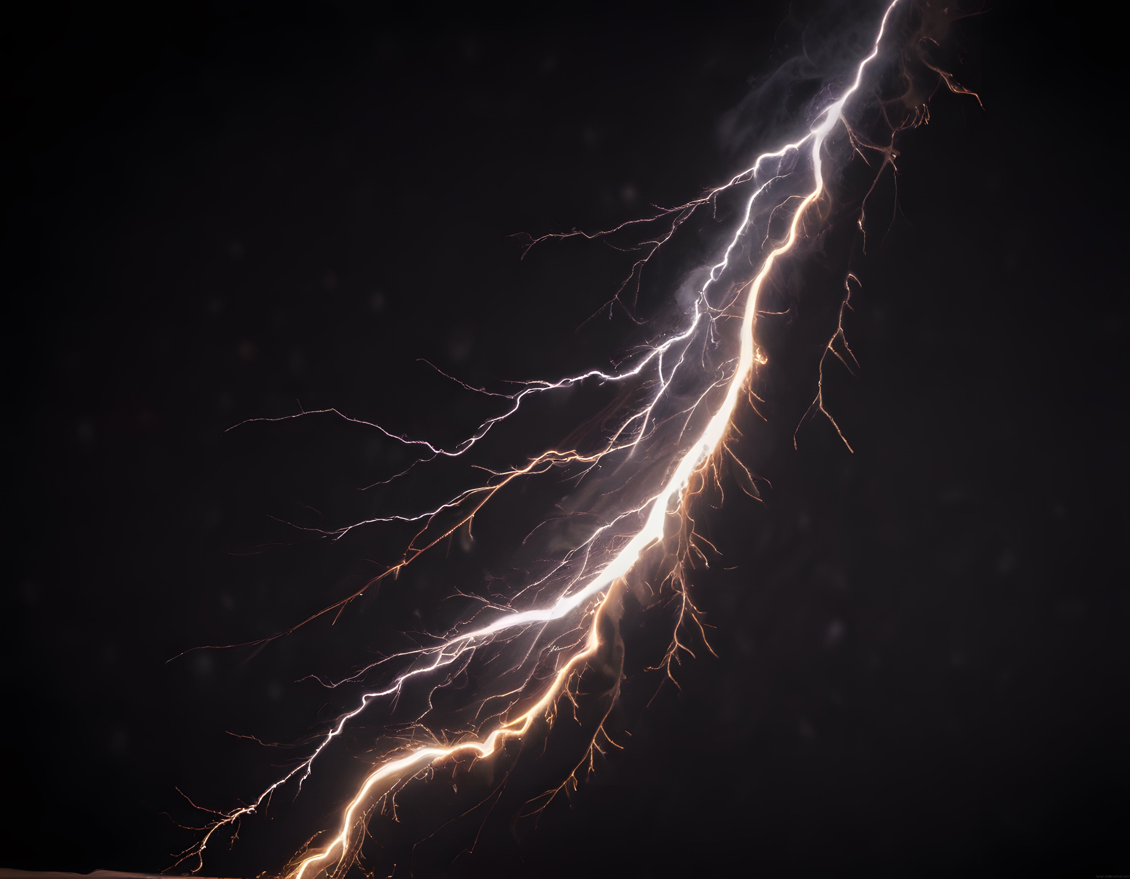Karanlık Gece Göğünde Dallanan Parlak Yıldırım ve Elektrikli Atmosfer