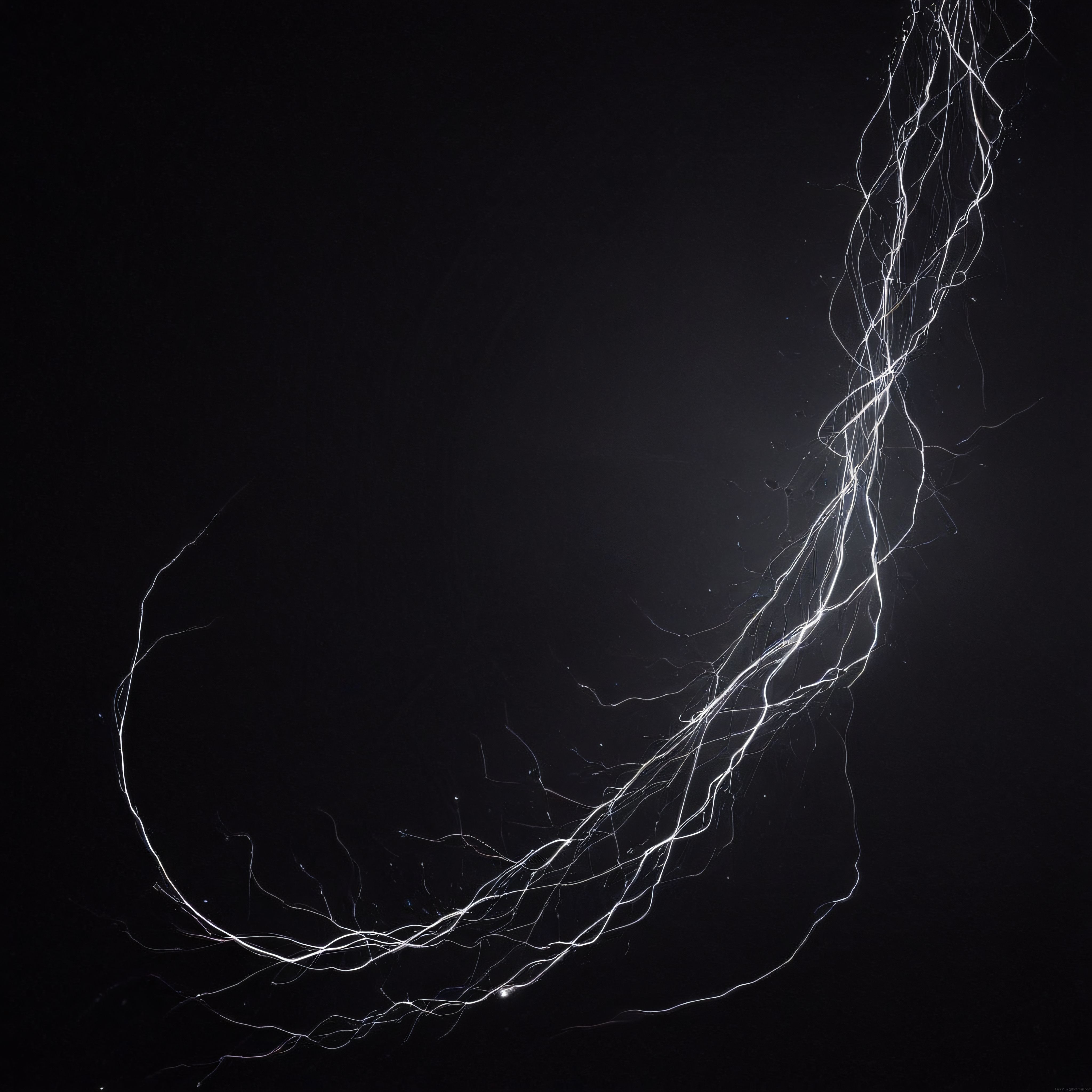Karanlık Gece Gökyüzünde Parçalanan Güçlü Yıldırım ve Elektrik Enerjisi
