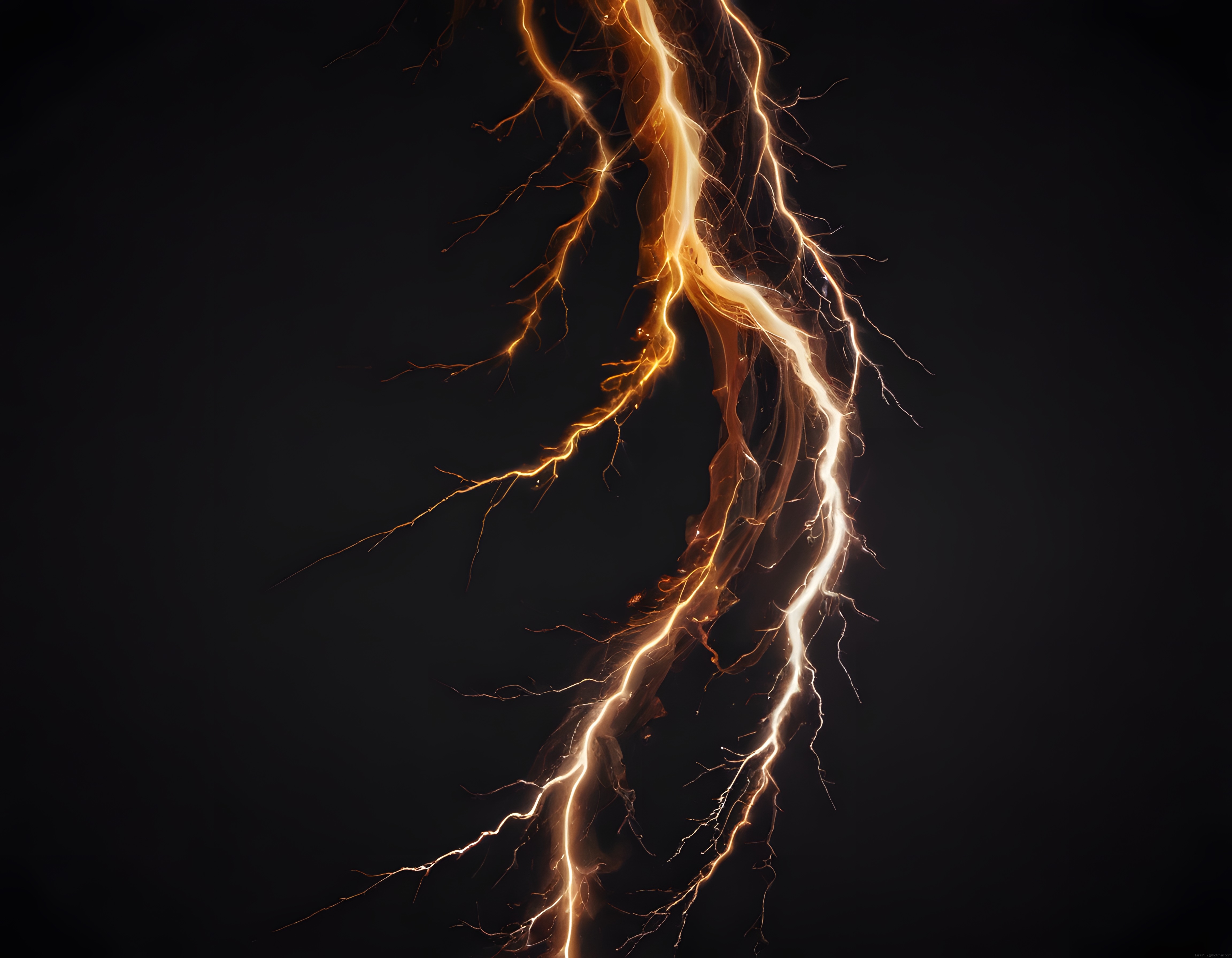 Karanlık Gök Yüzünde Parlayan Amber Yıldırım ve Elektrik Enerjisi