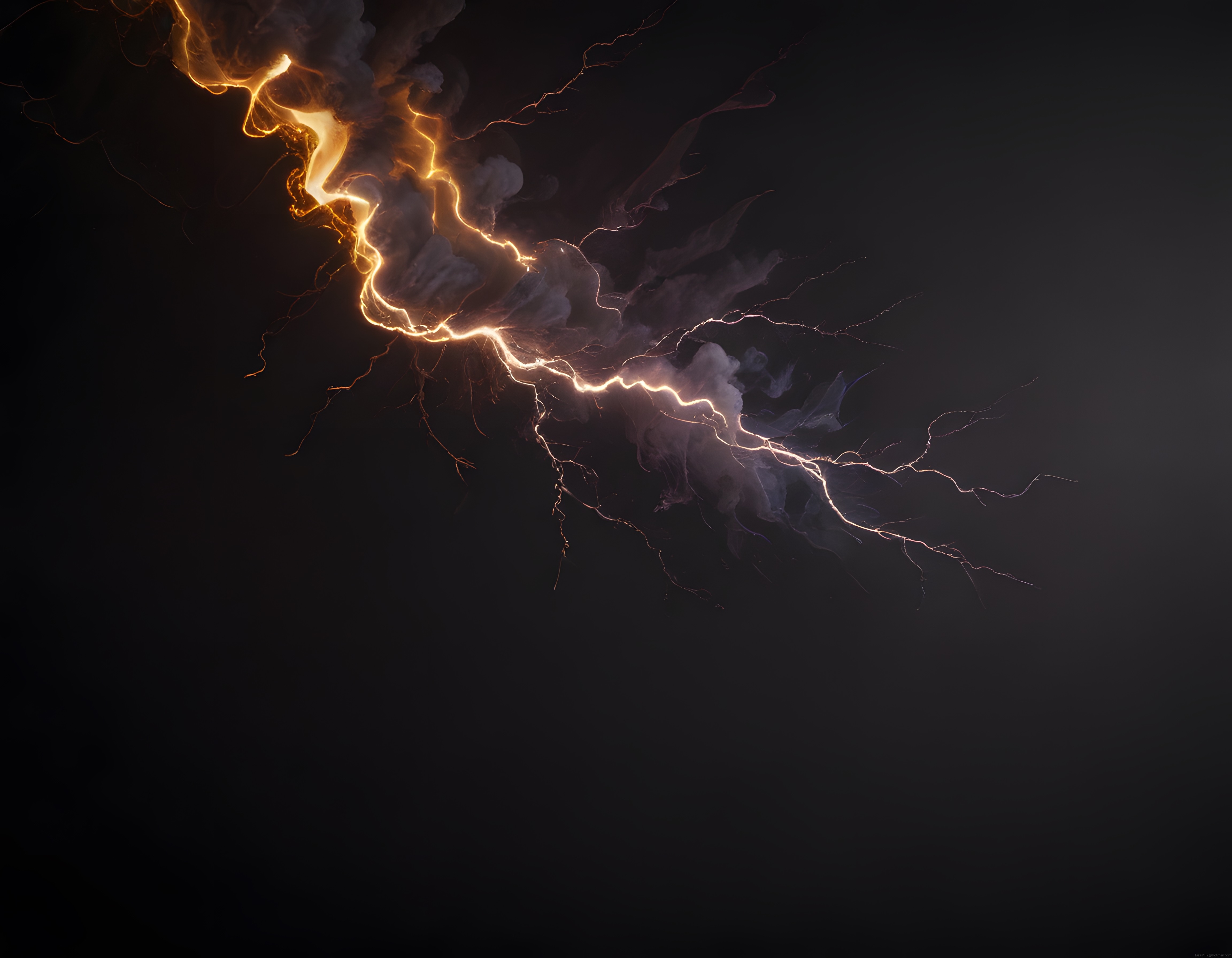Karanlık Gökte Büyüleyici Altın Yıldırım ve Elektrik Enerjisi