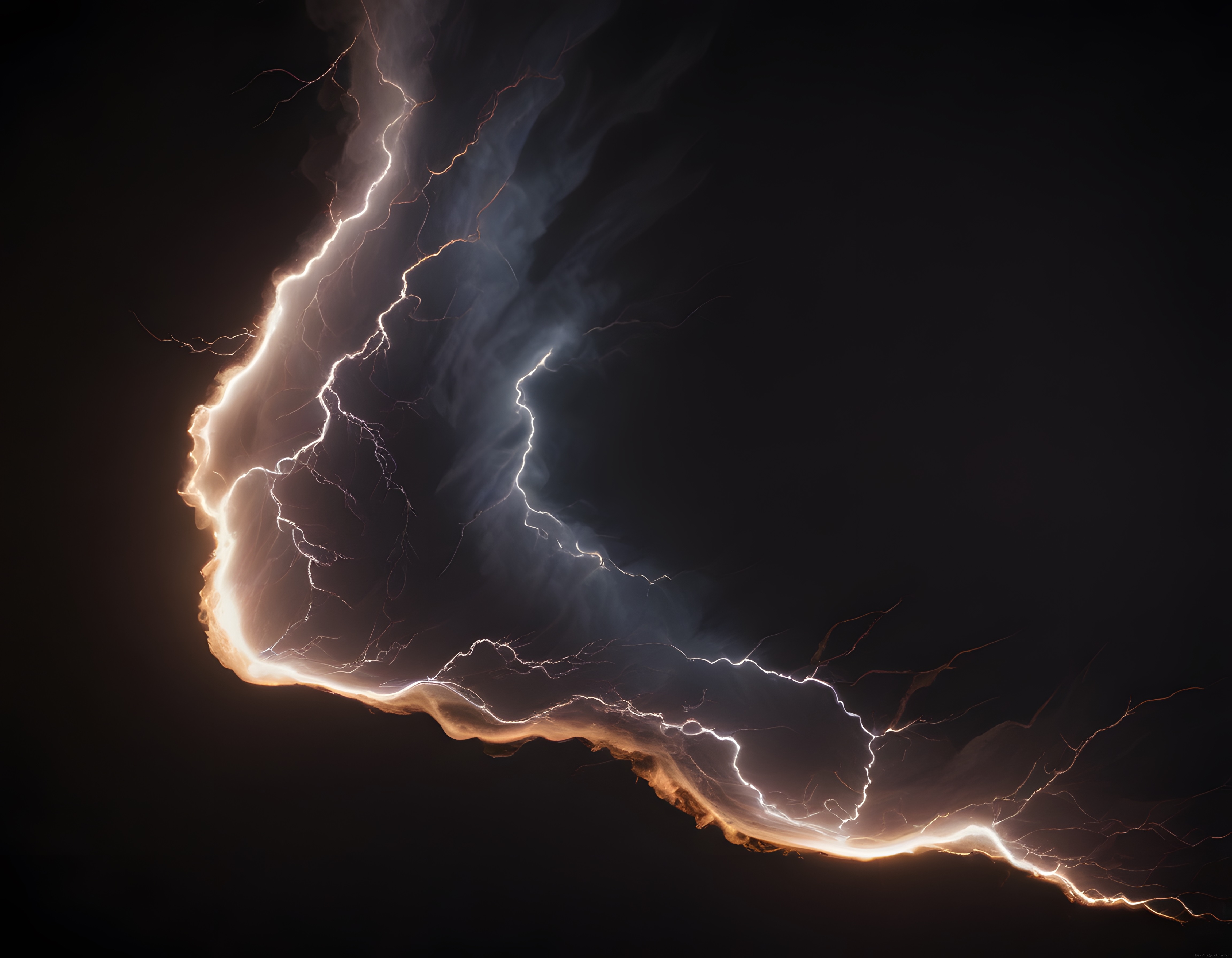 Karanlık Gökyüzünde Büyüleyici Yıldırım ve Elektrikli Atmosfer